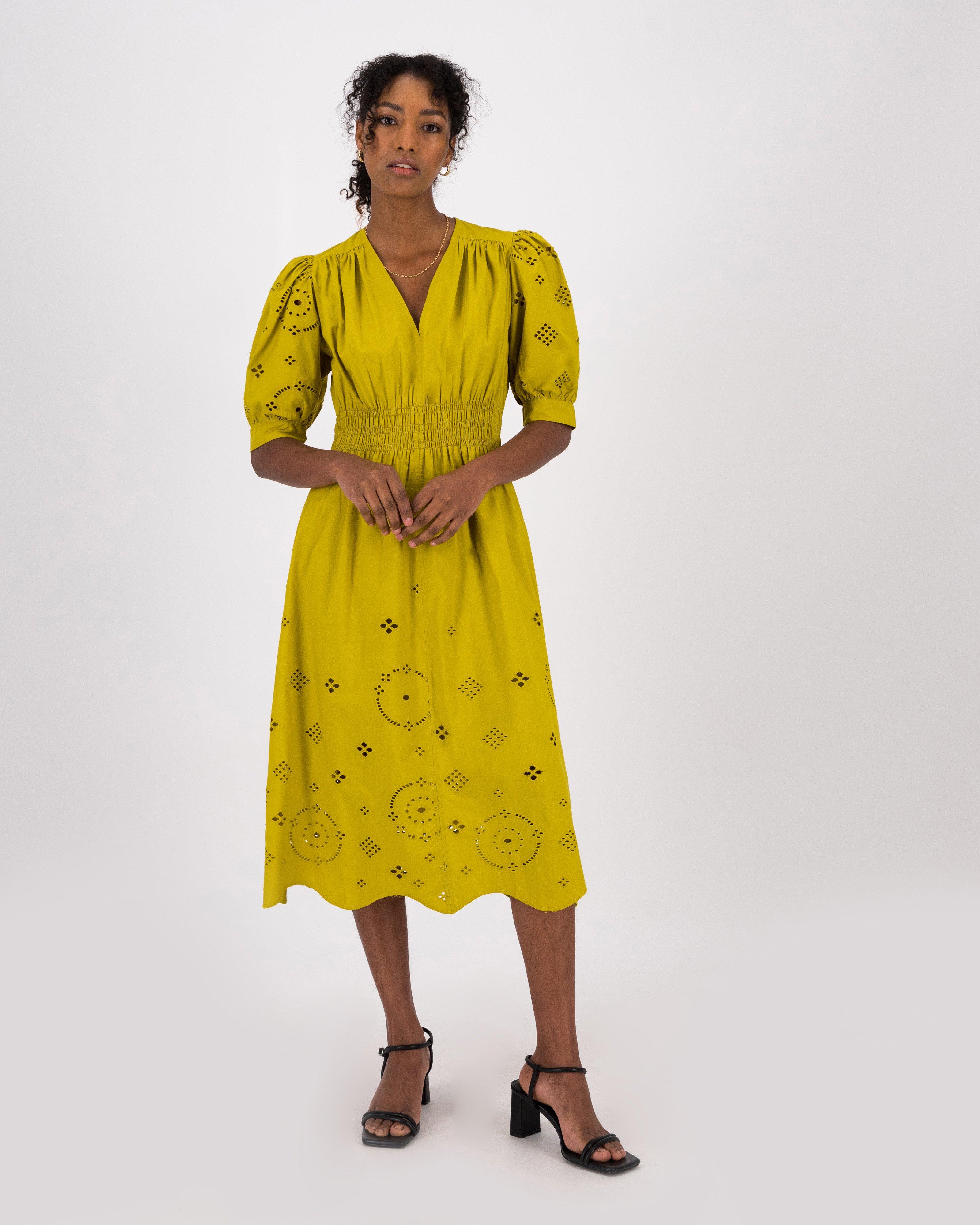 Mya Anglaise Dress -  Yellow