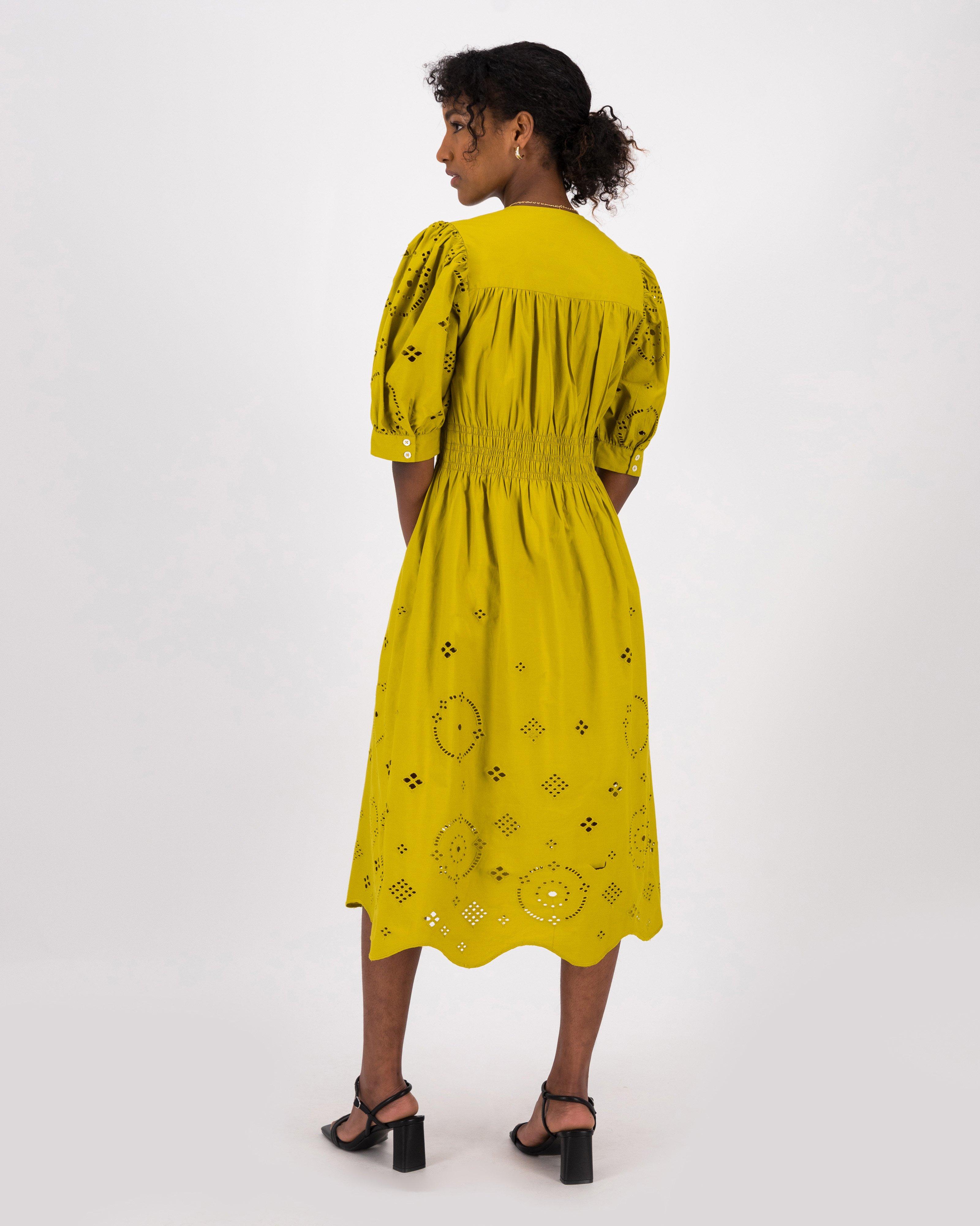 Mya Anglaise Dress -  Yellow