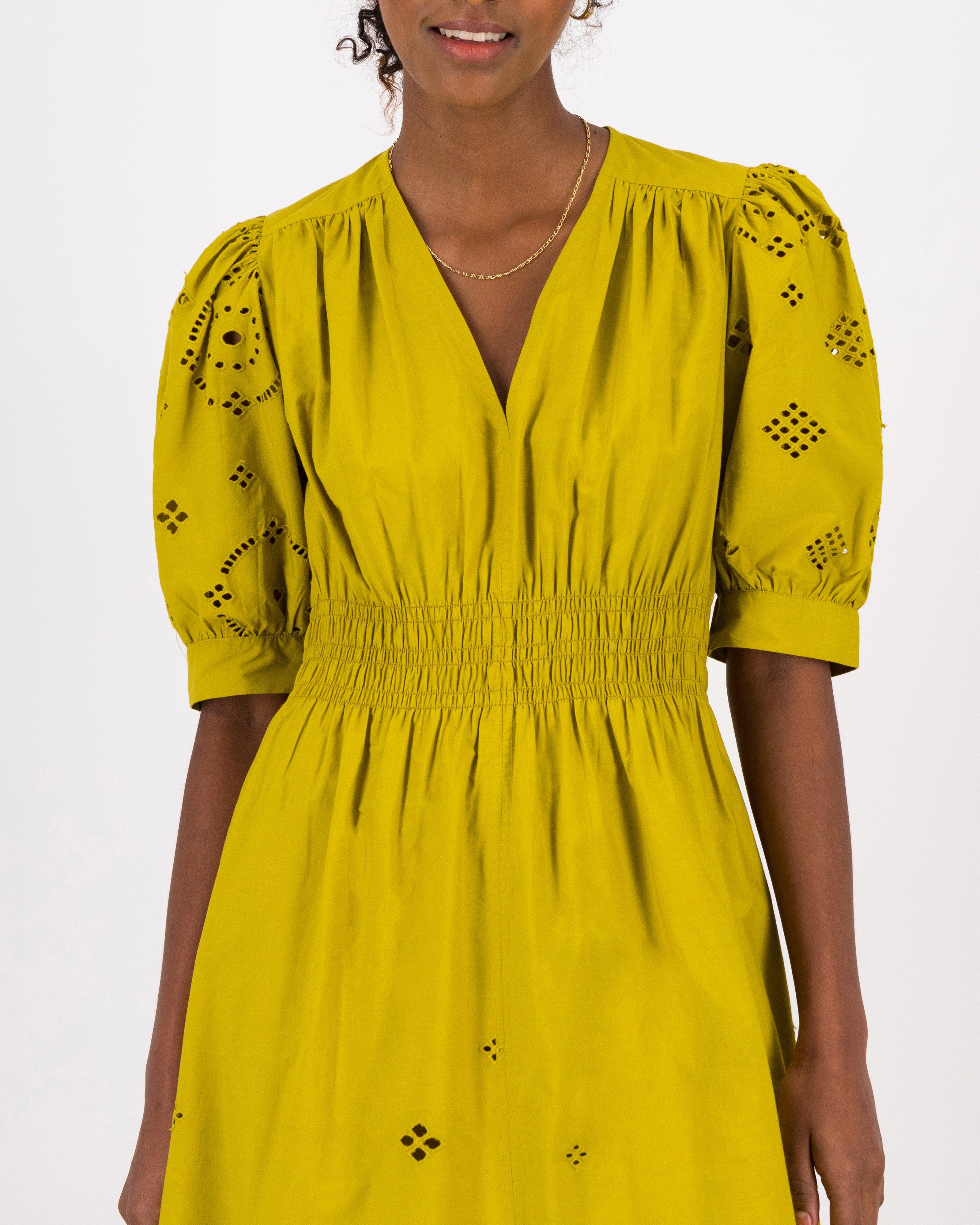 Mya Anglaise Dress -  Yellow