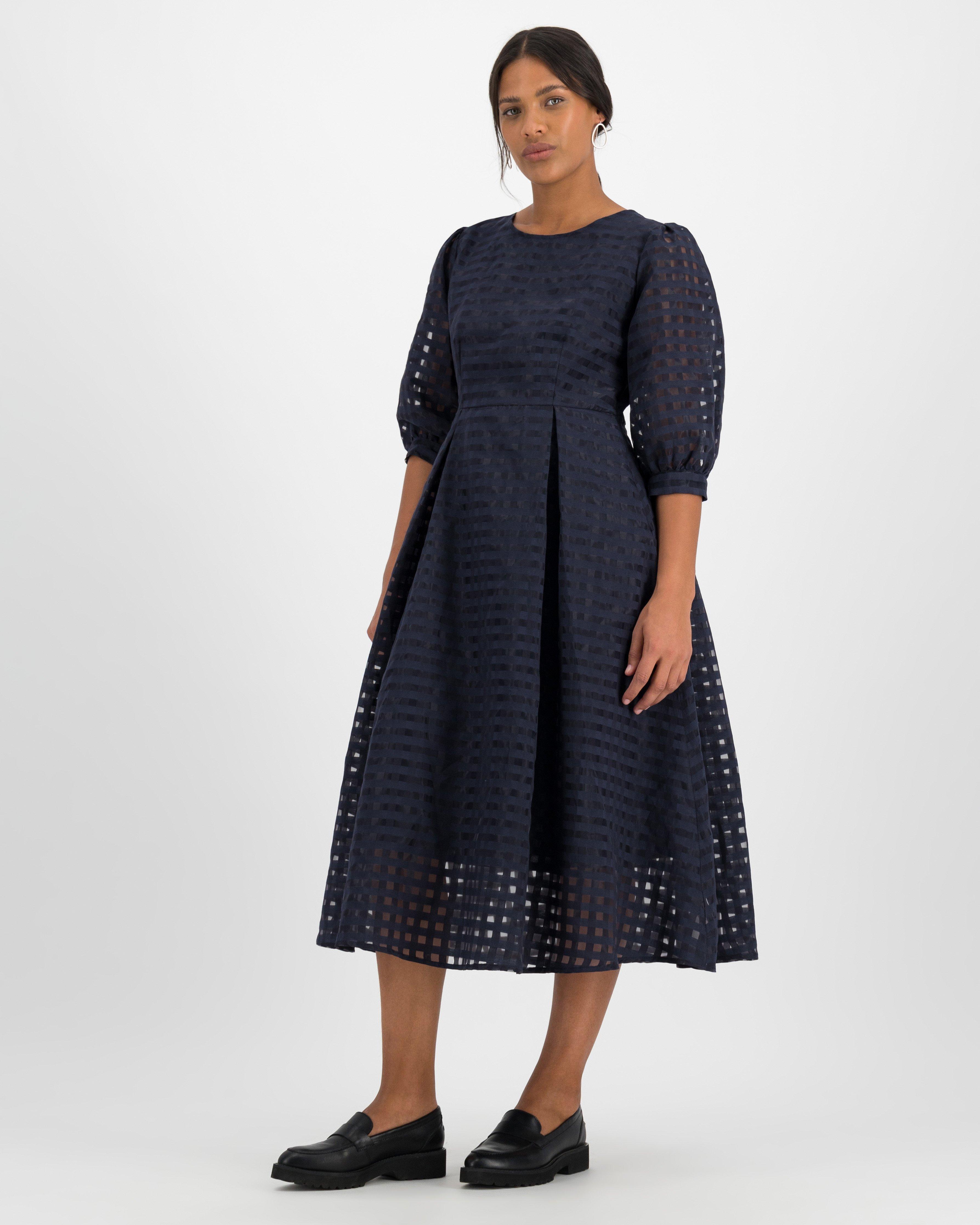 Poetry Leatitia Self Check Dress -  navy