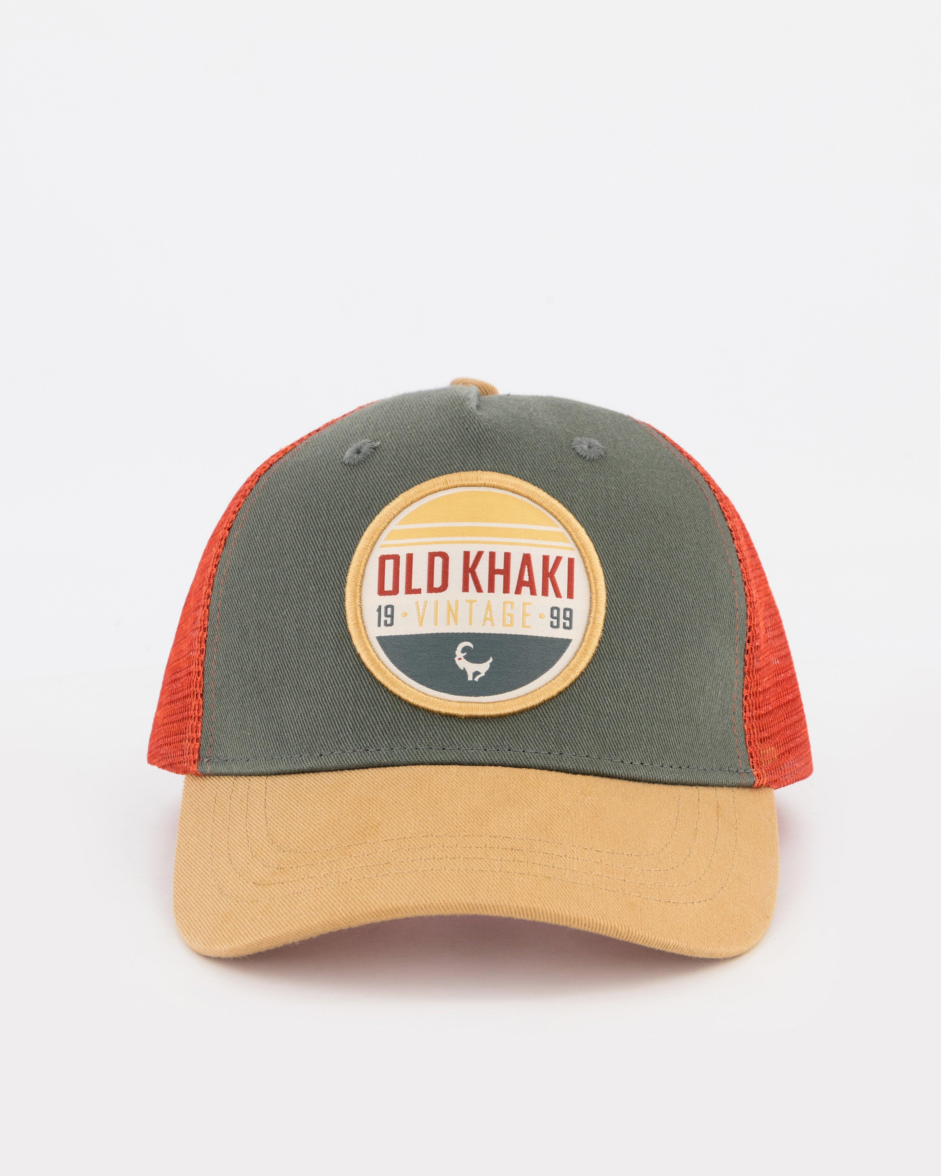 Old Khaki Griffin Retro Badge Trucker Cap -  Orange