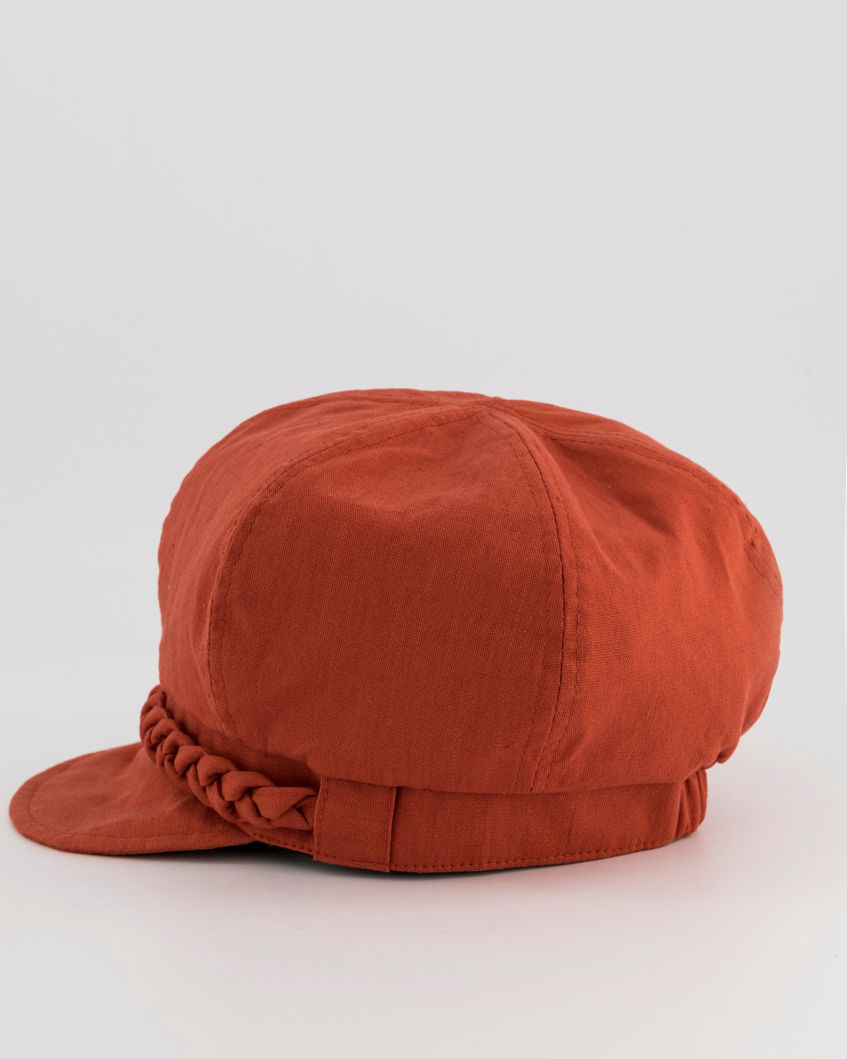 Tina Braided Baker Boy Hat -  Rust