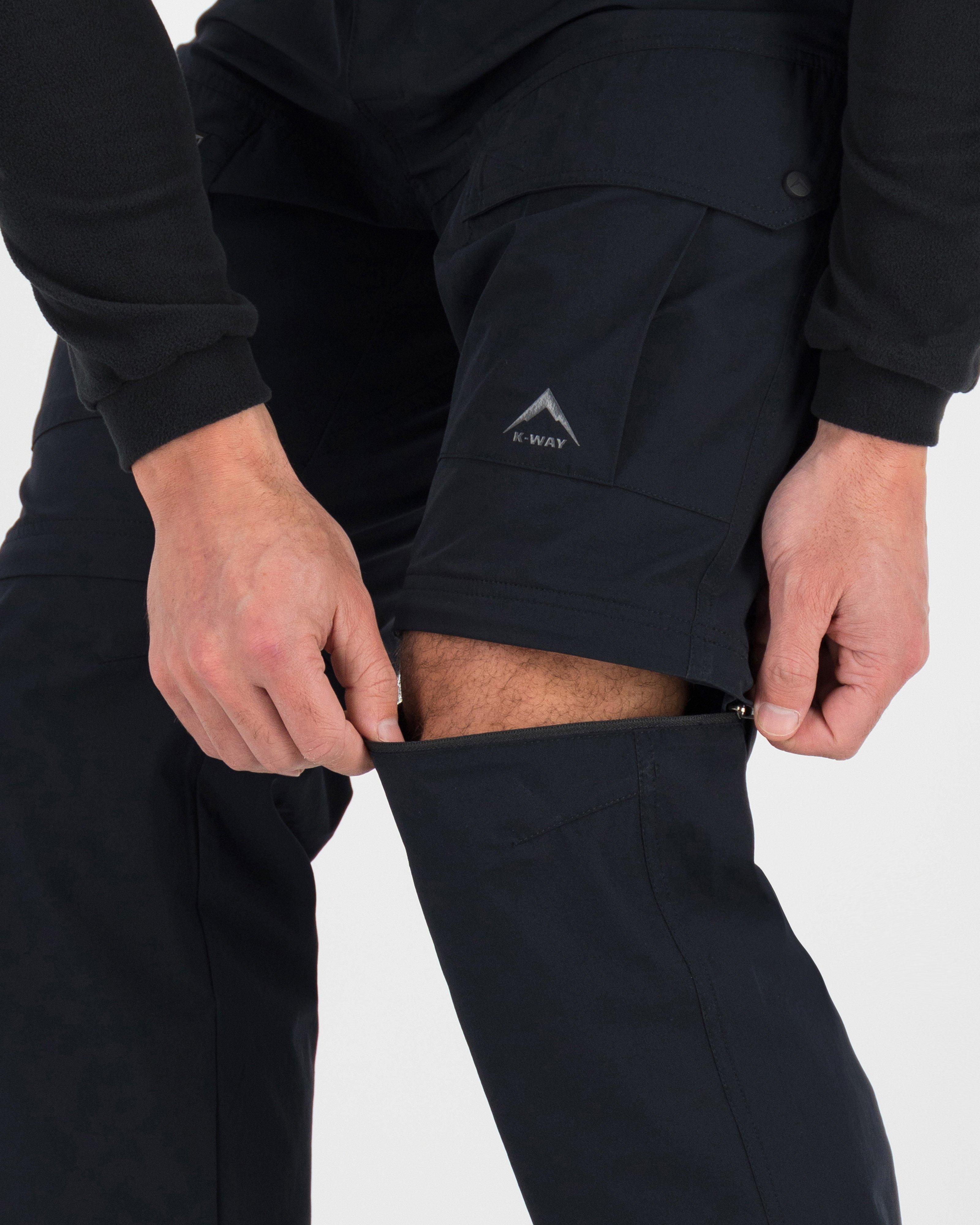 K-Way Men's Albatross Tech  Zip-off Pants -  Black