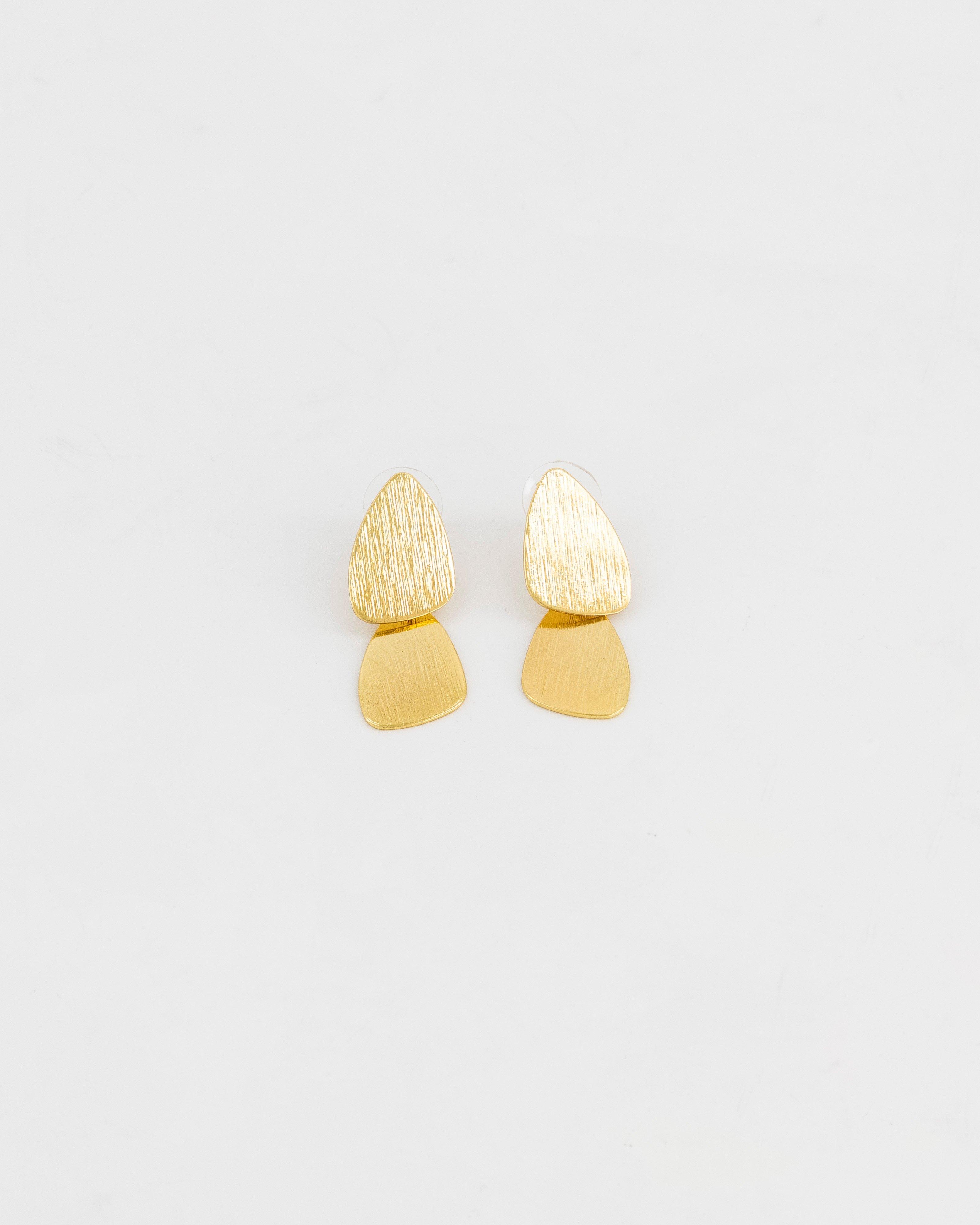 Organic Drop Textured Earrings -  Gold