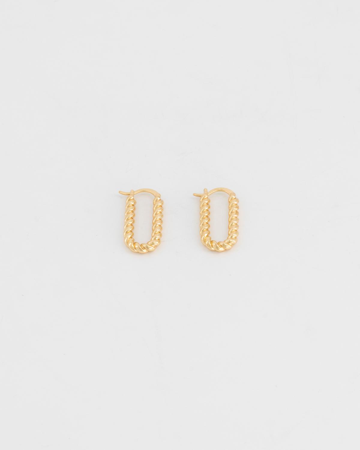Rectangular Spiral Hoop Earrings -  Gold