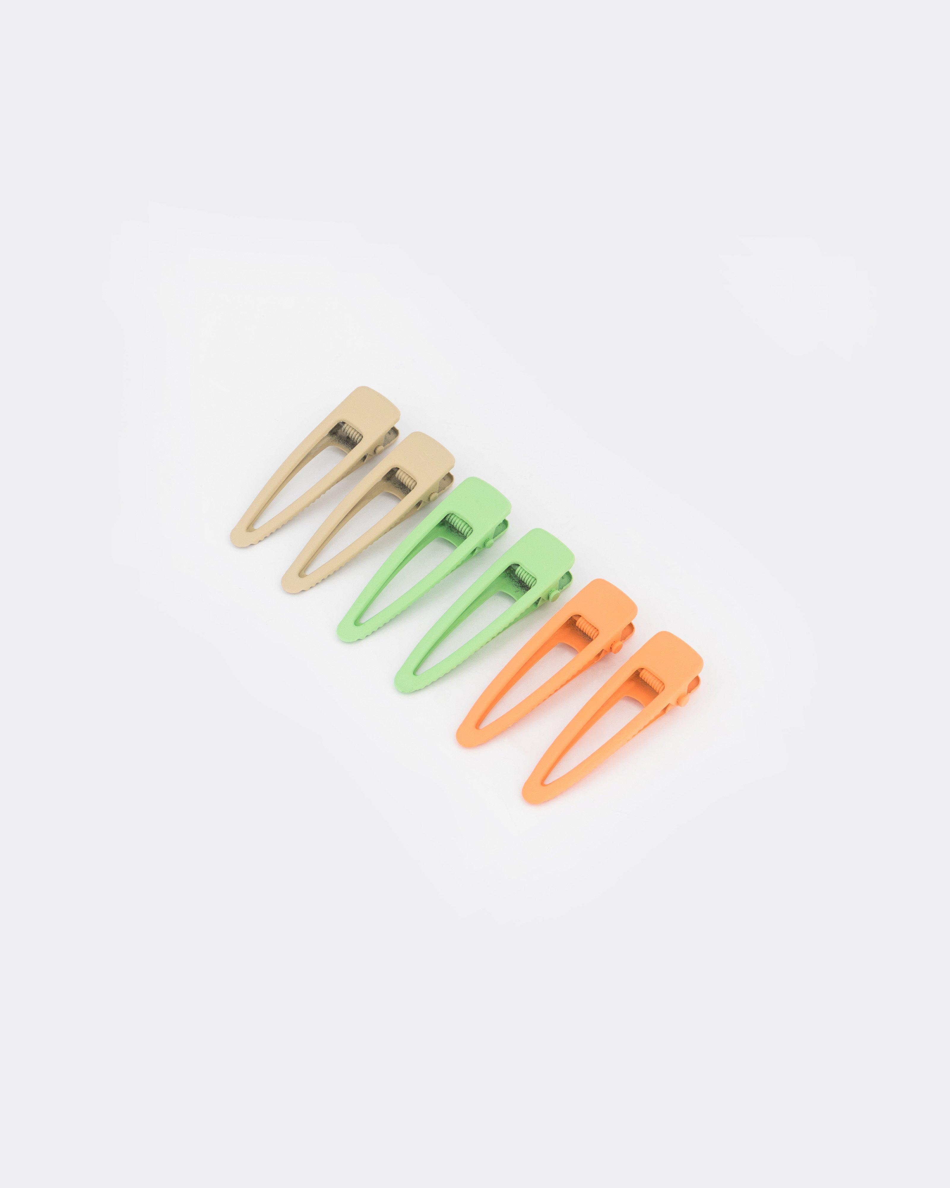 Melia Matte Coated Hair Clips 6-Pack -  Green