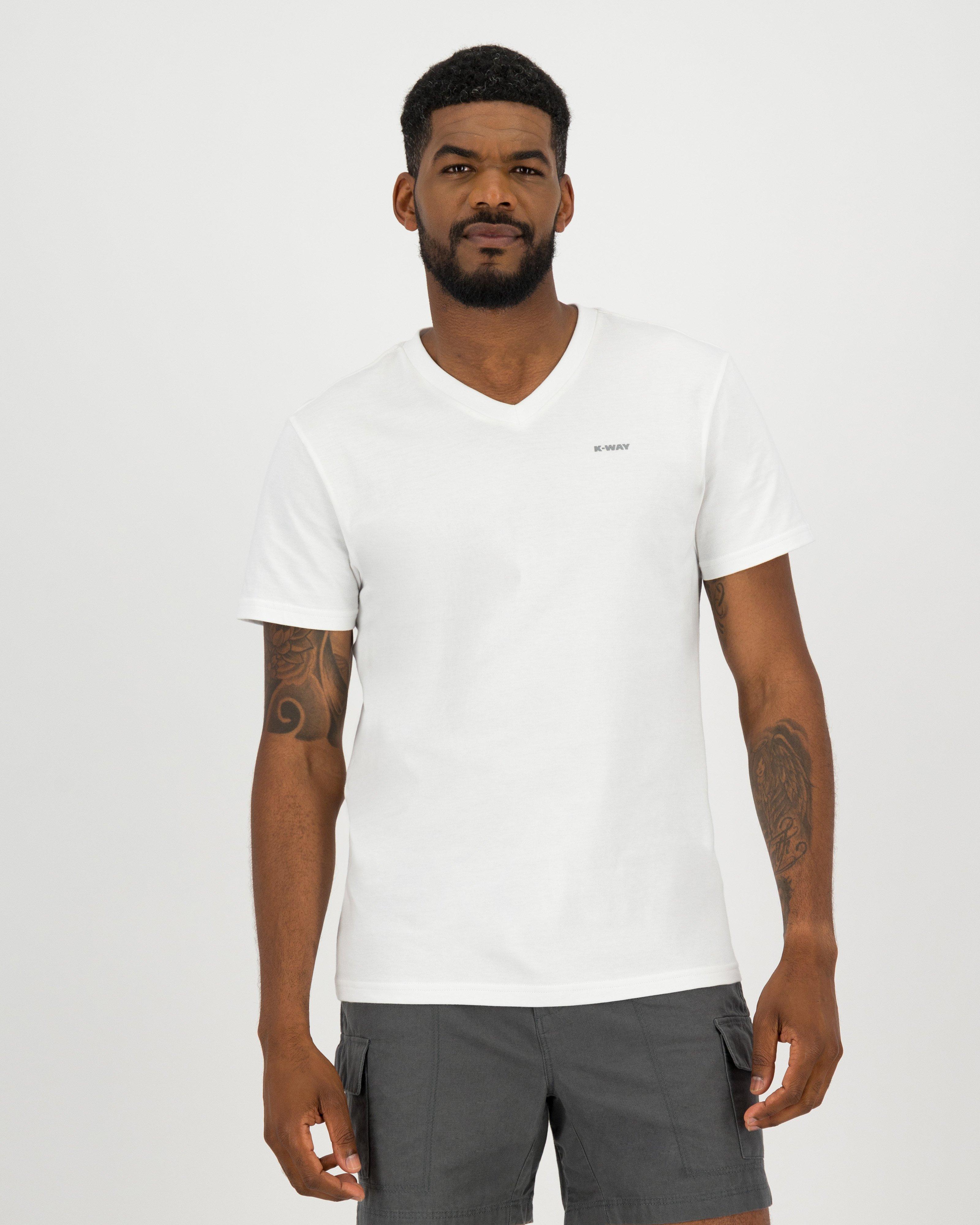 K-Way Elements Men's V-neck Cotton T-shirt -  White