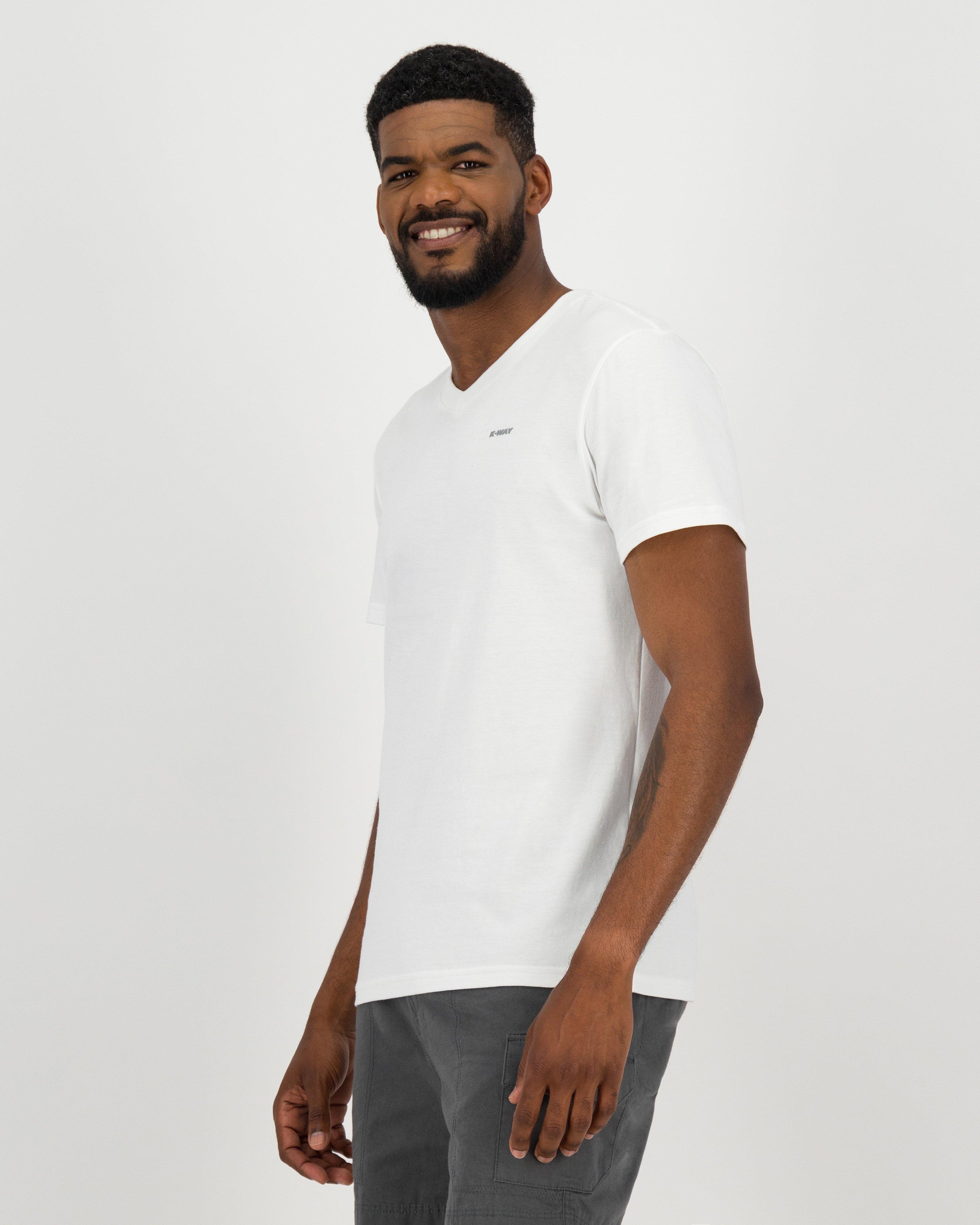 K-Way Elements Men's V-neck Cotton T-shirt -  White