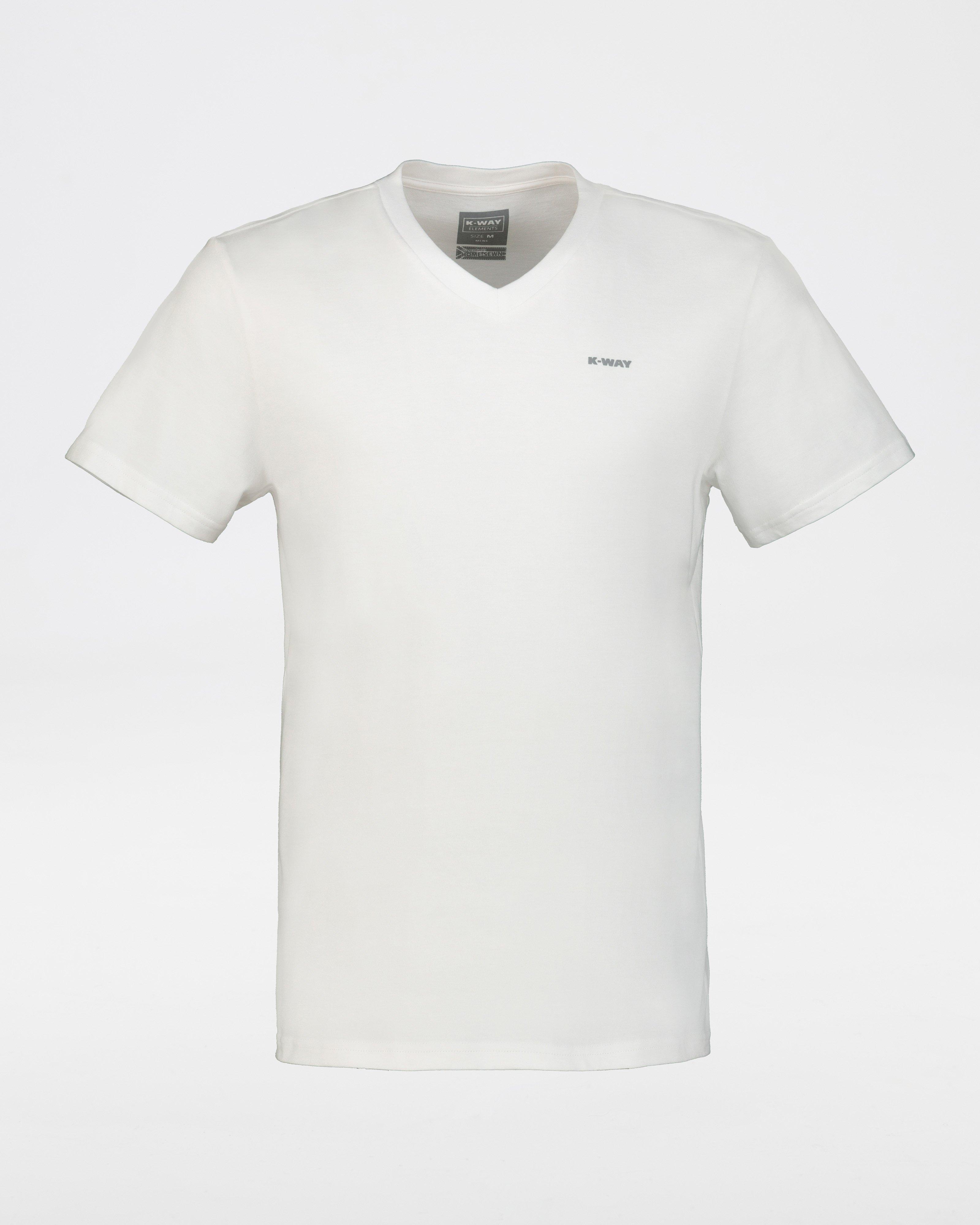 K-Way Elements Men's V-neck Cotton T-shirt -  White