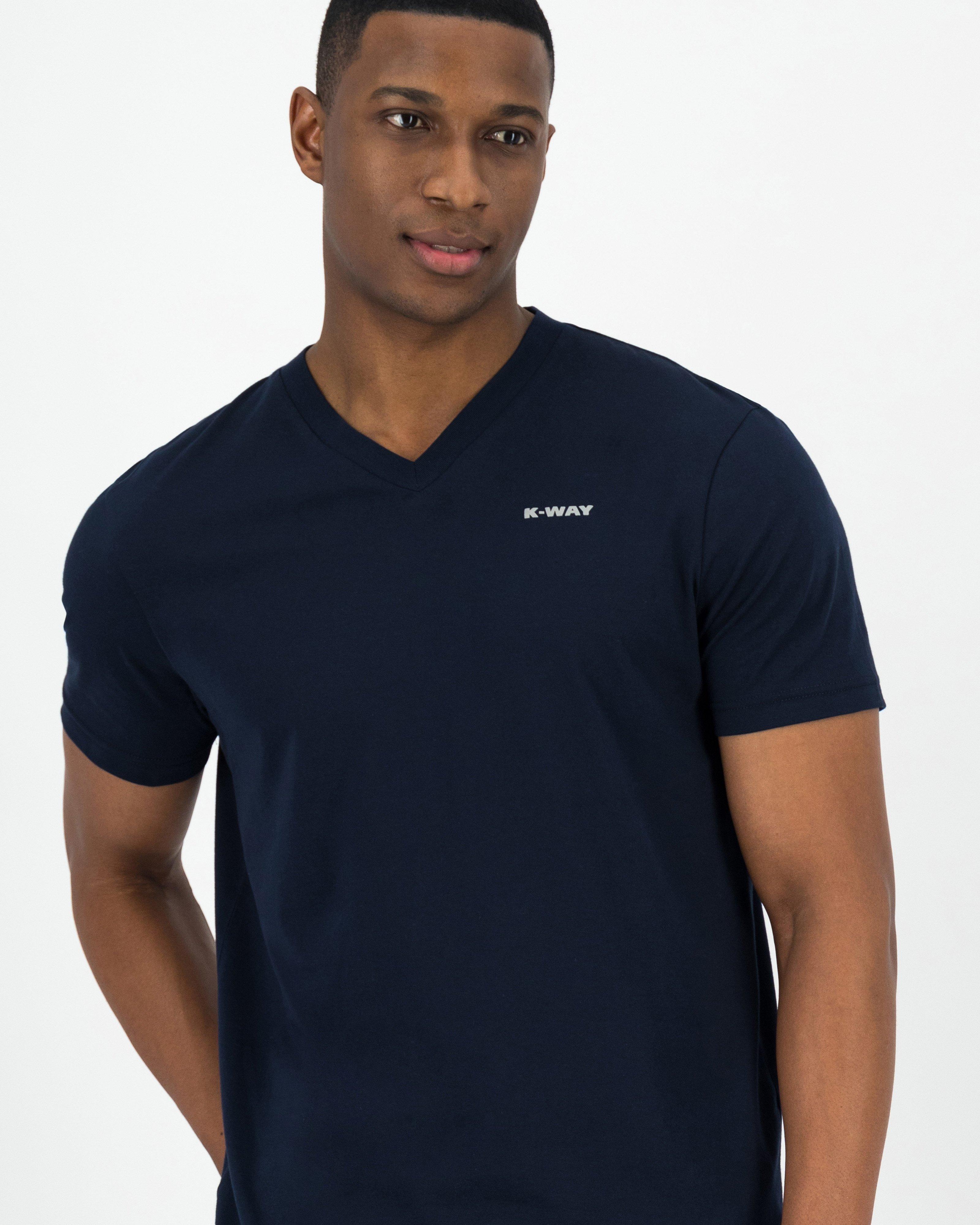 K-Way Elements Men's V-neck Cotton T-shirt -  Navy