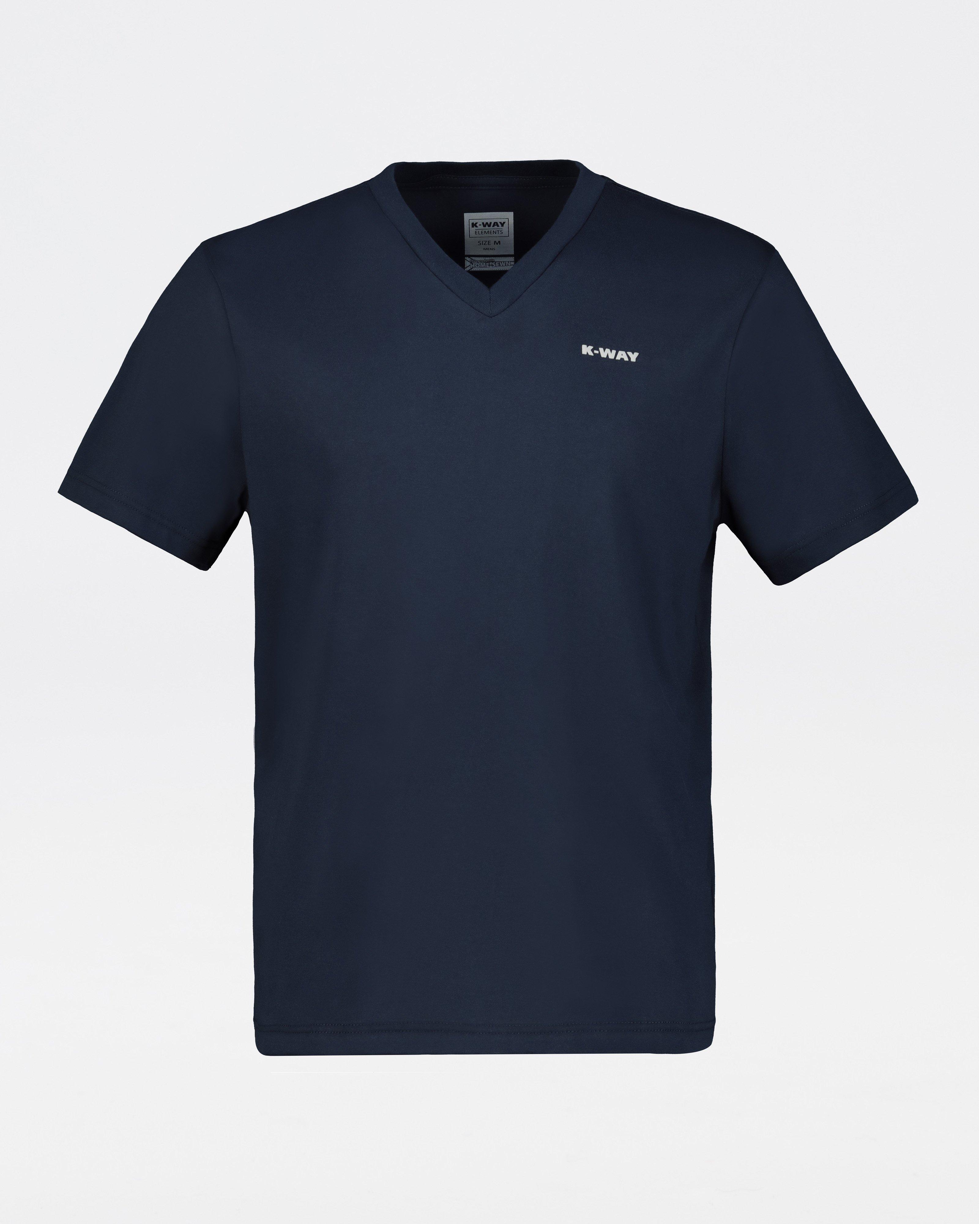 K-Way Elements Men's V-neck Cotton T-shirt -  Navy