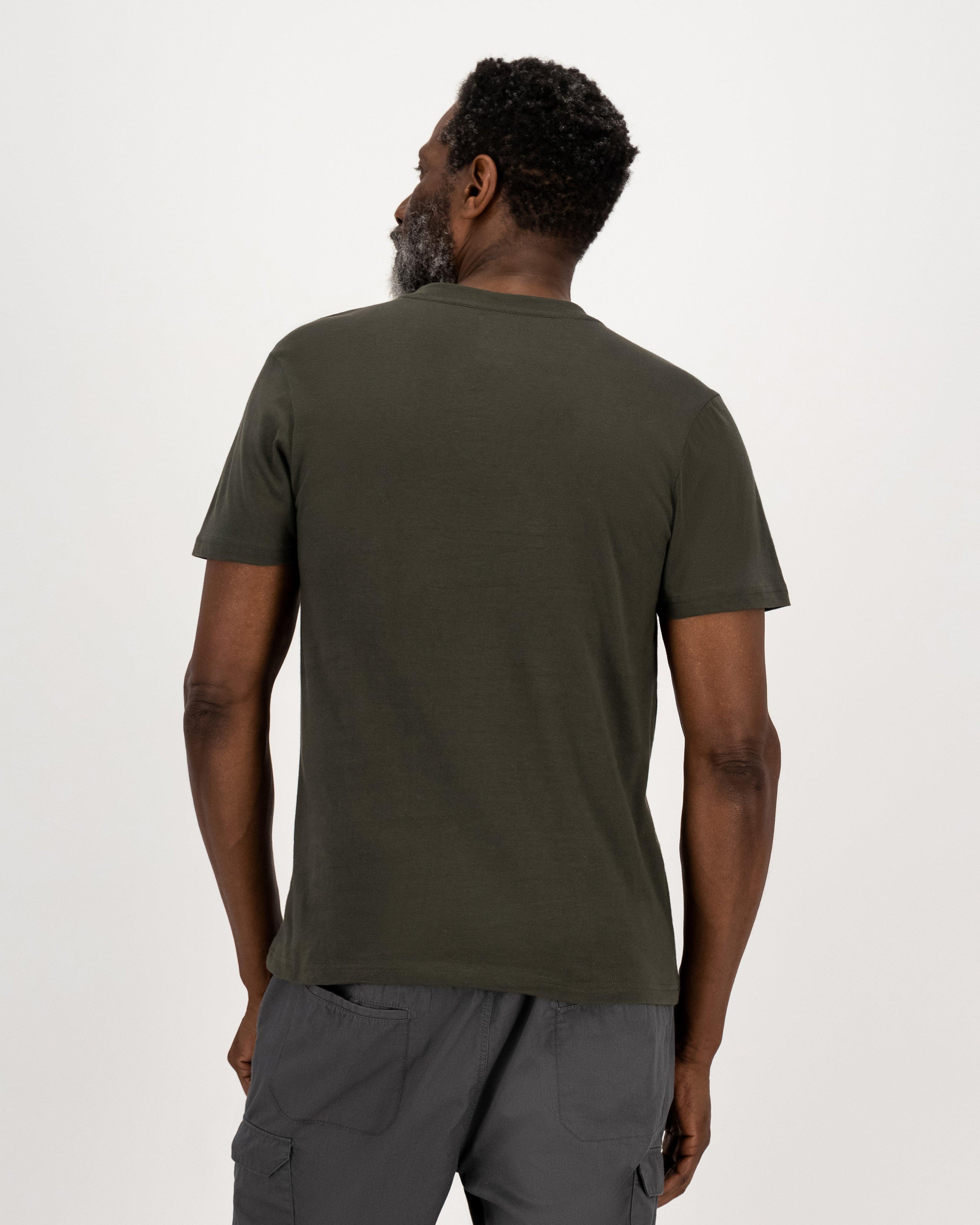 K-Way Elements Men's V-neck Cotton T-shirt -  Olive