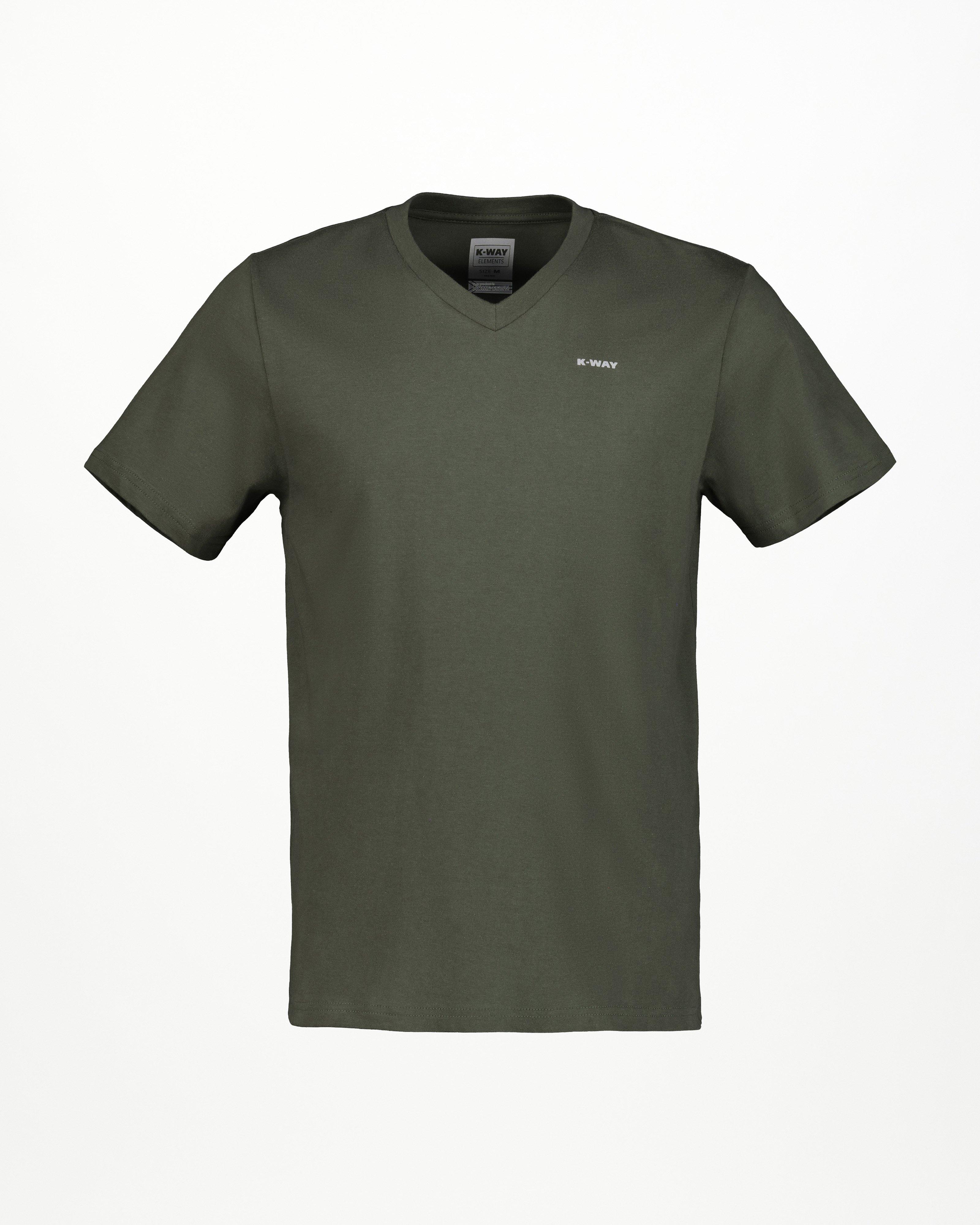 K-Way Elements Men's V-neck Cotton T-shirt -  Olive