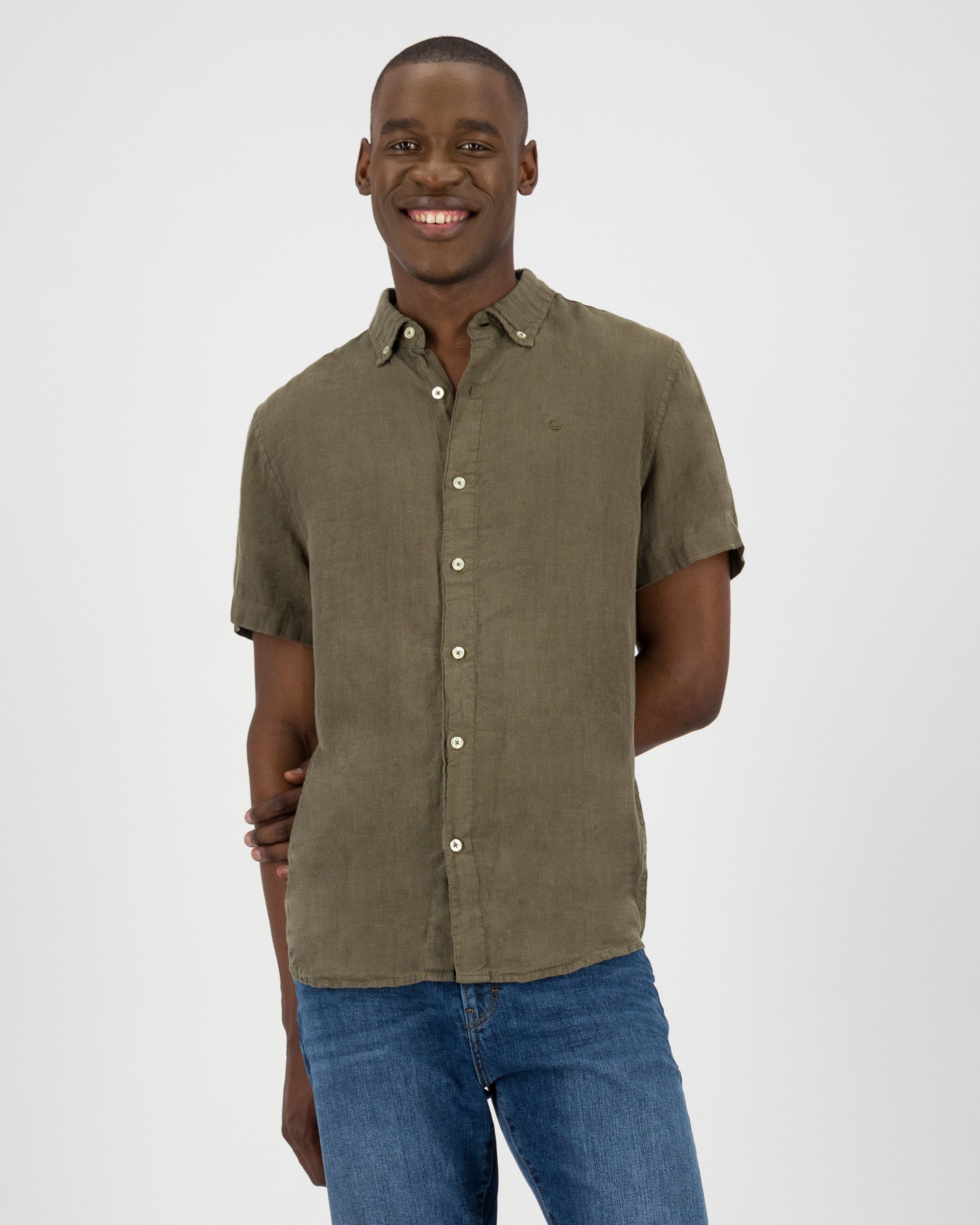 Khaki short sleeve button on sale up