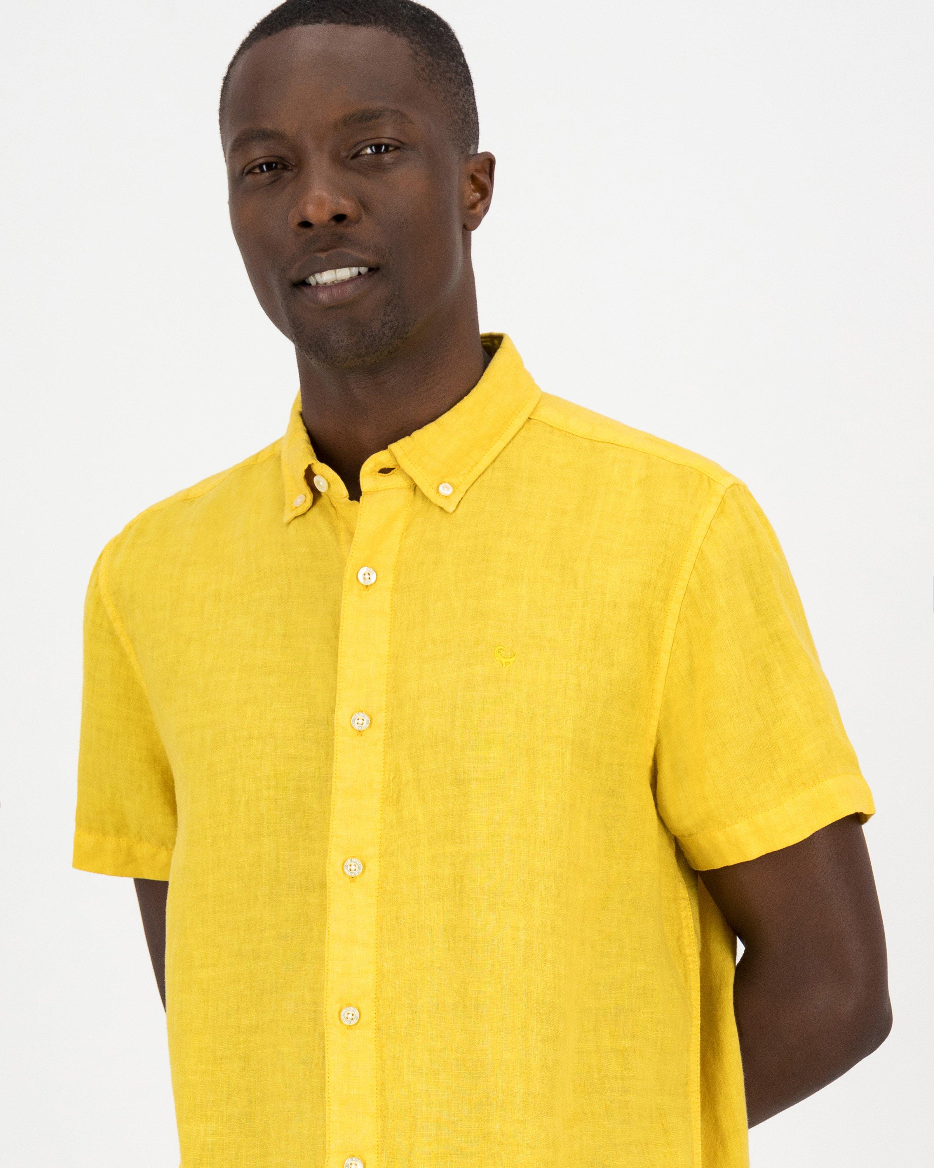 Old Khaki Men's Lou Linen Shirt -  Yellow