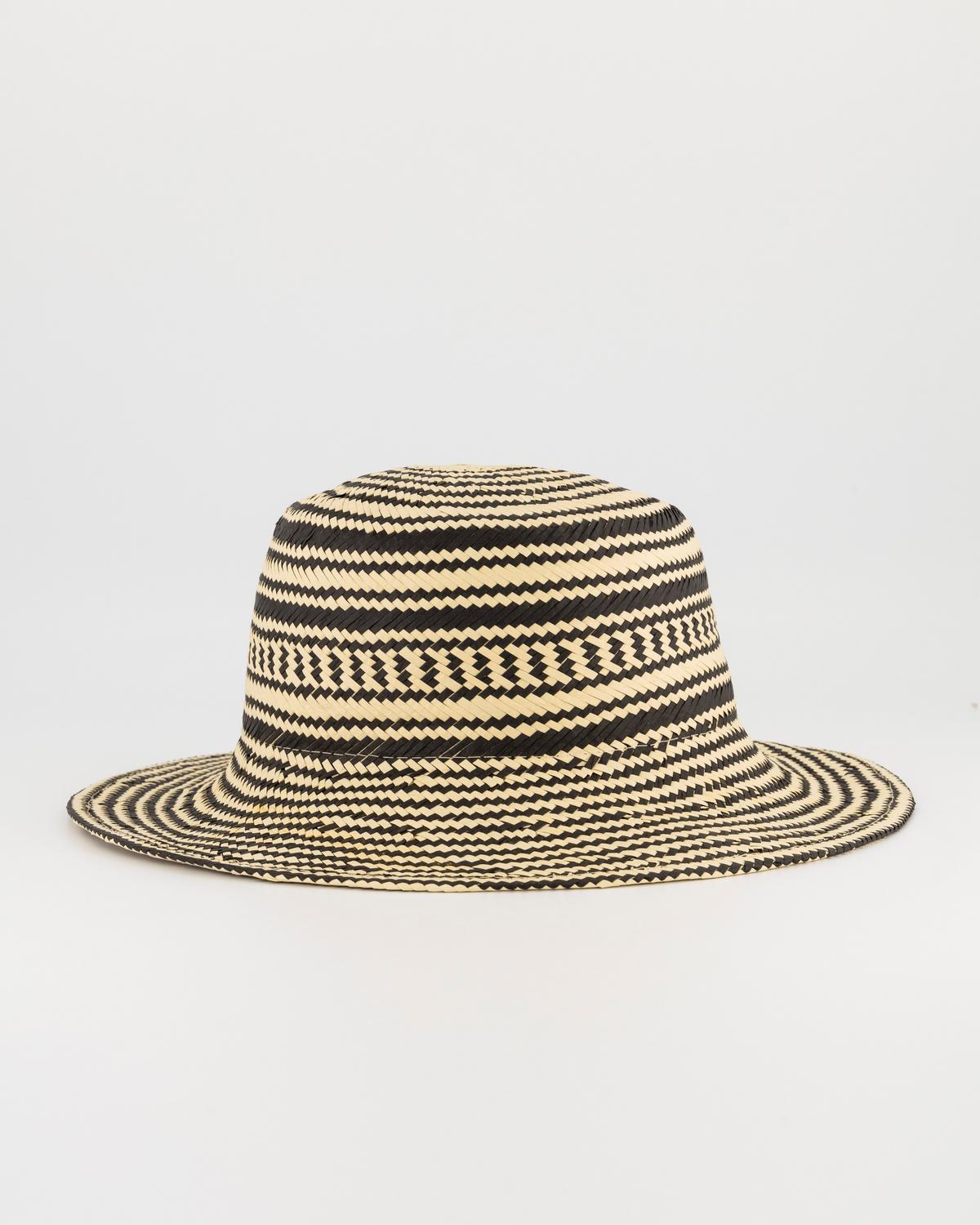 Gracia Two-Tone Wide Brim Hat -  black