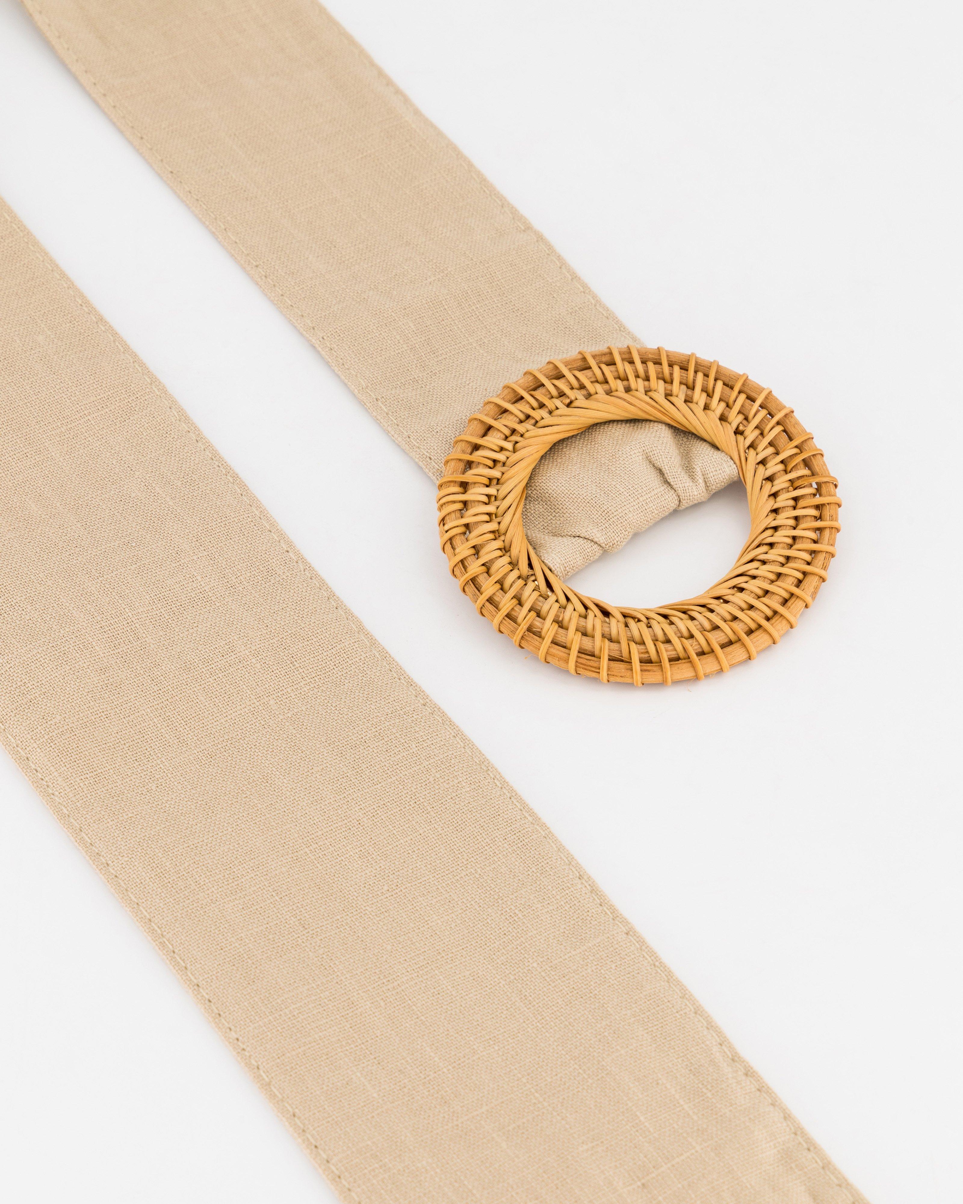 Parker Linen Rattan Buckle Belt -  Stone