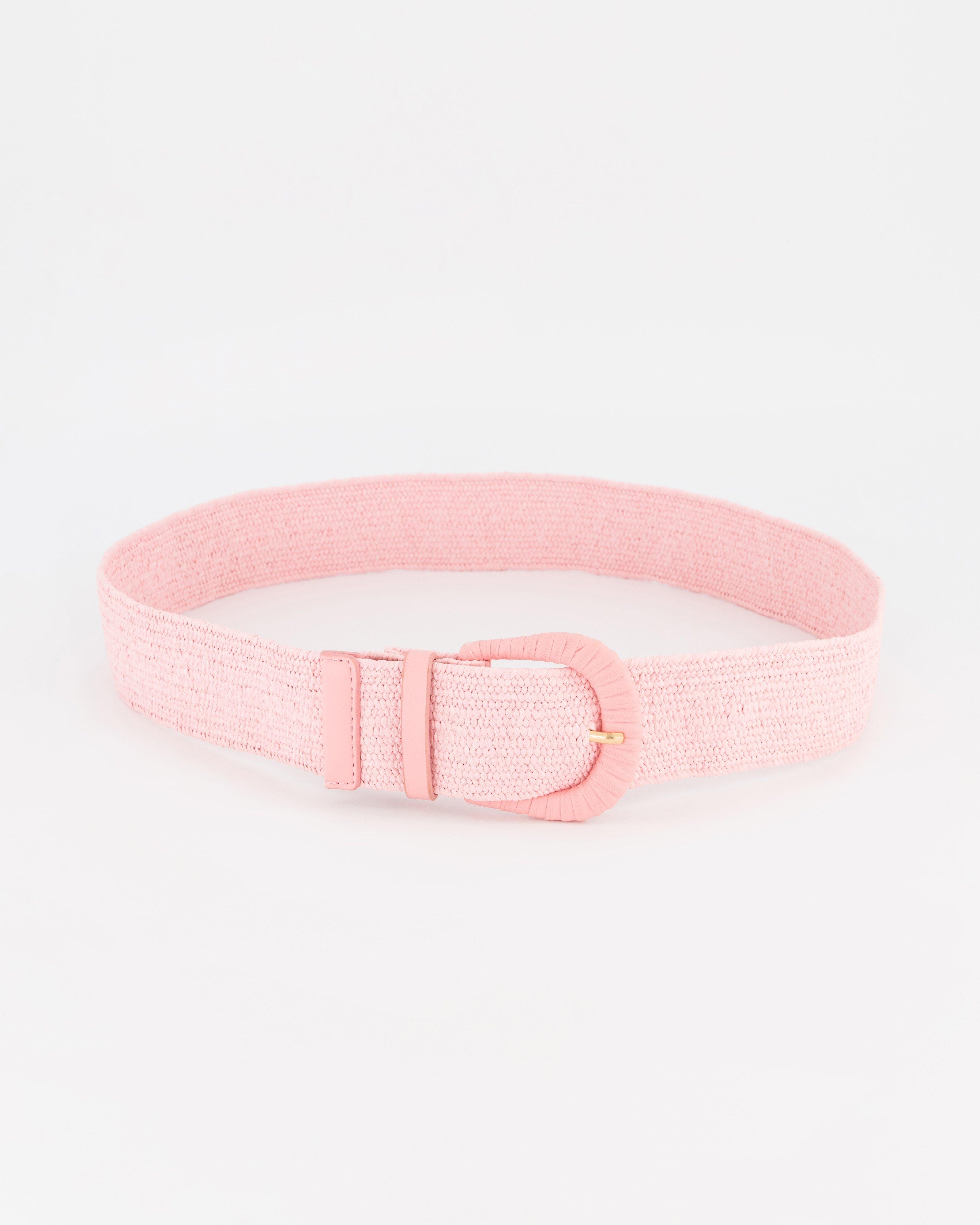 Aria Straw Wrapped Belt -  Light Pink