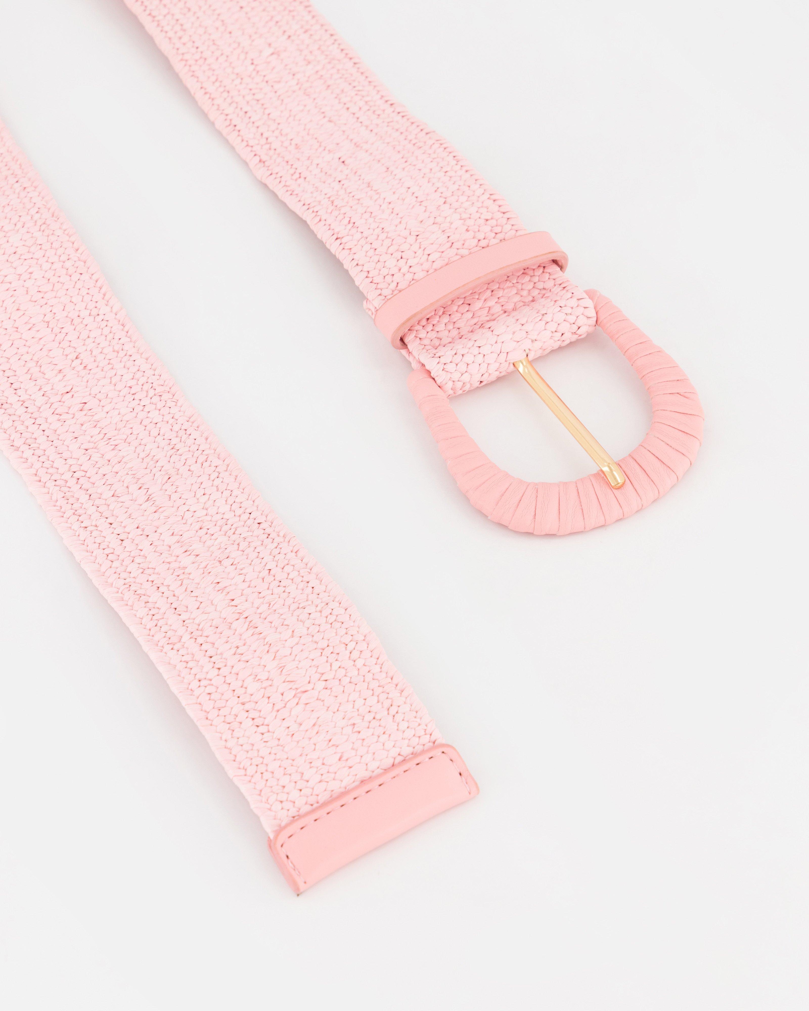 Aria Straw Wrapped Belt -  Light Pink