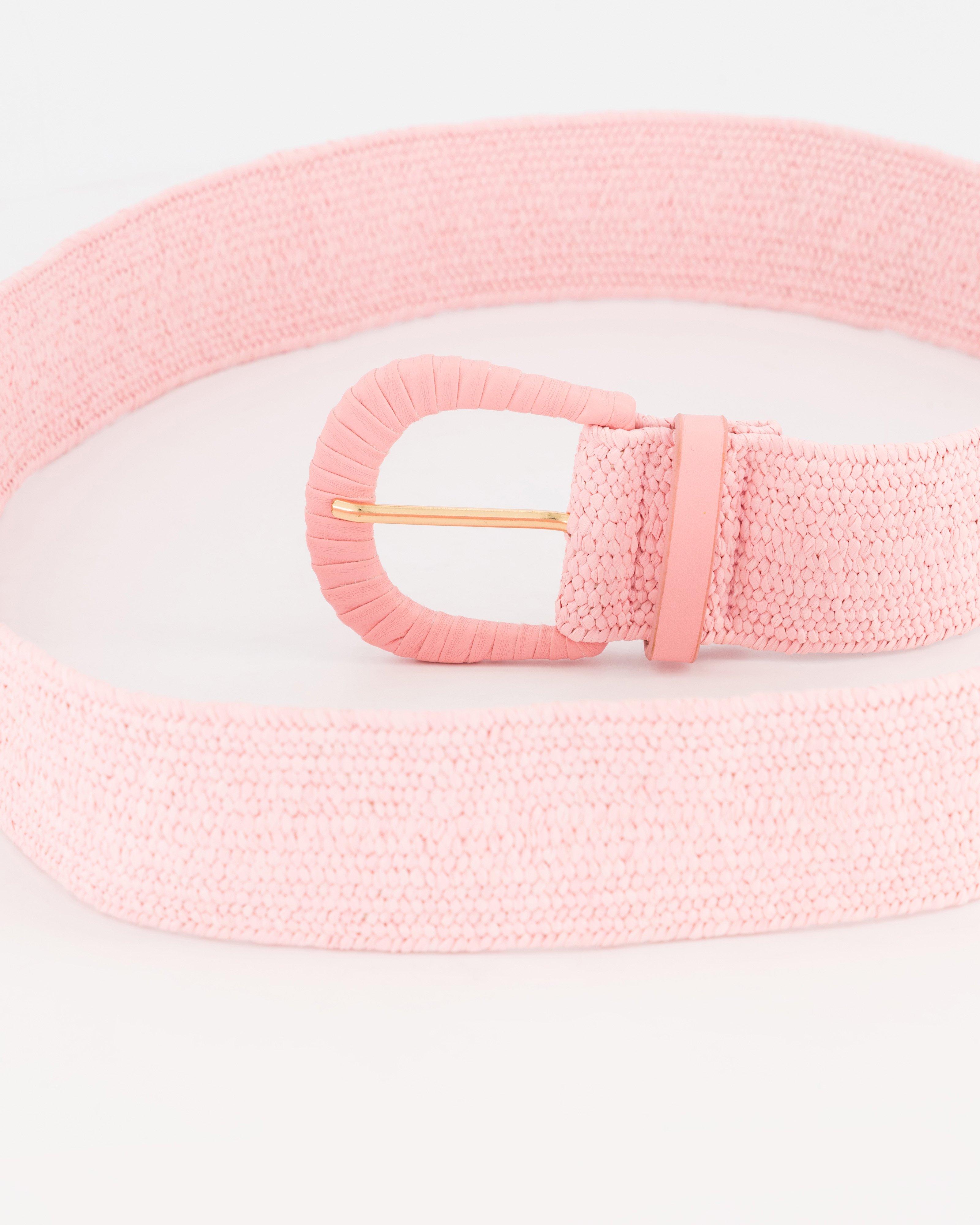 Aria Straw Wrapped Belt -  Light Pink