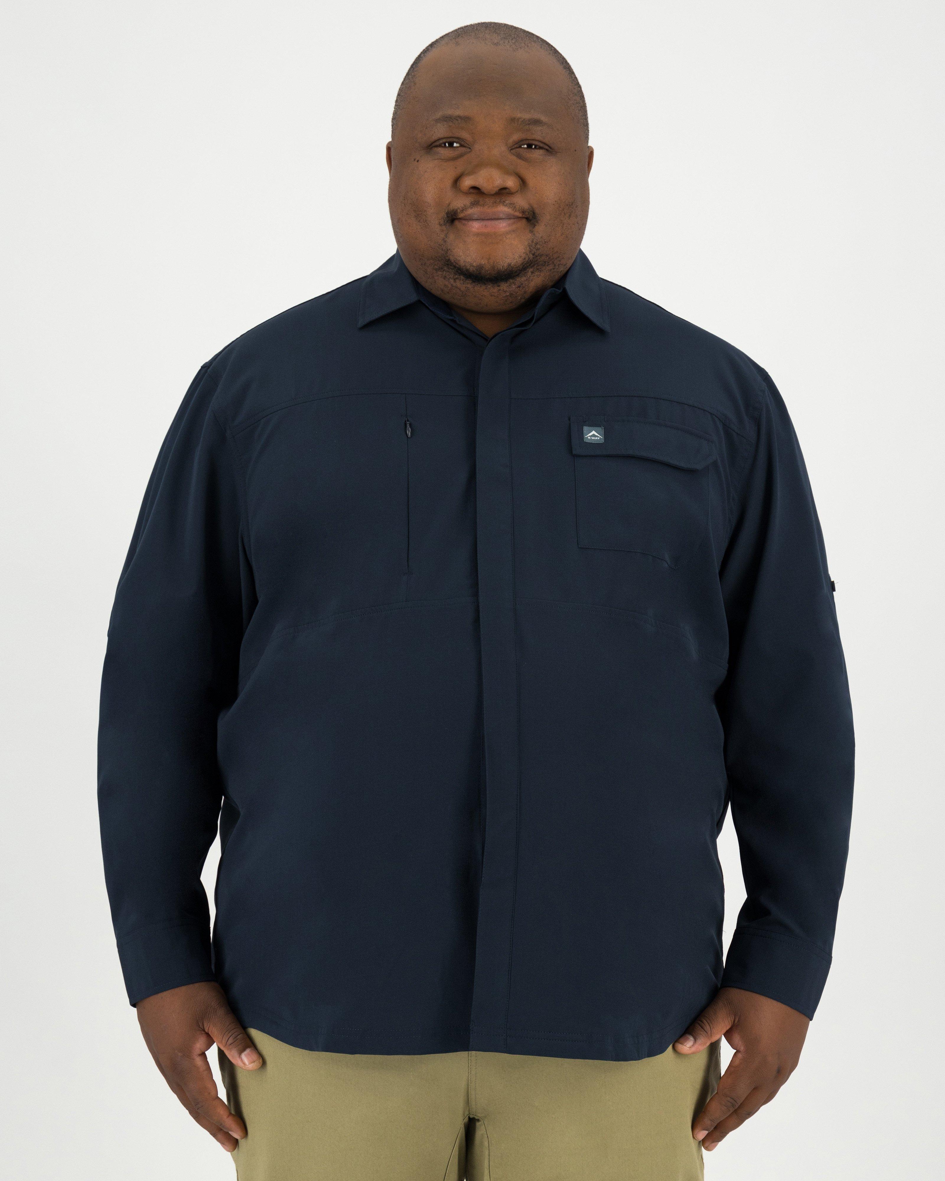 K-Way Men's Extended Size Explorer Tech Long Sleeve Shirt -  Navy