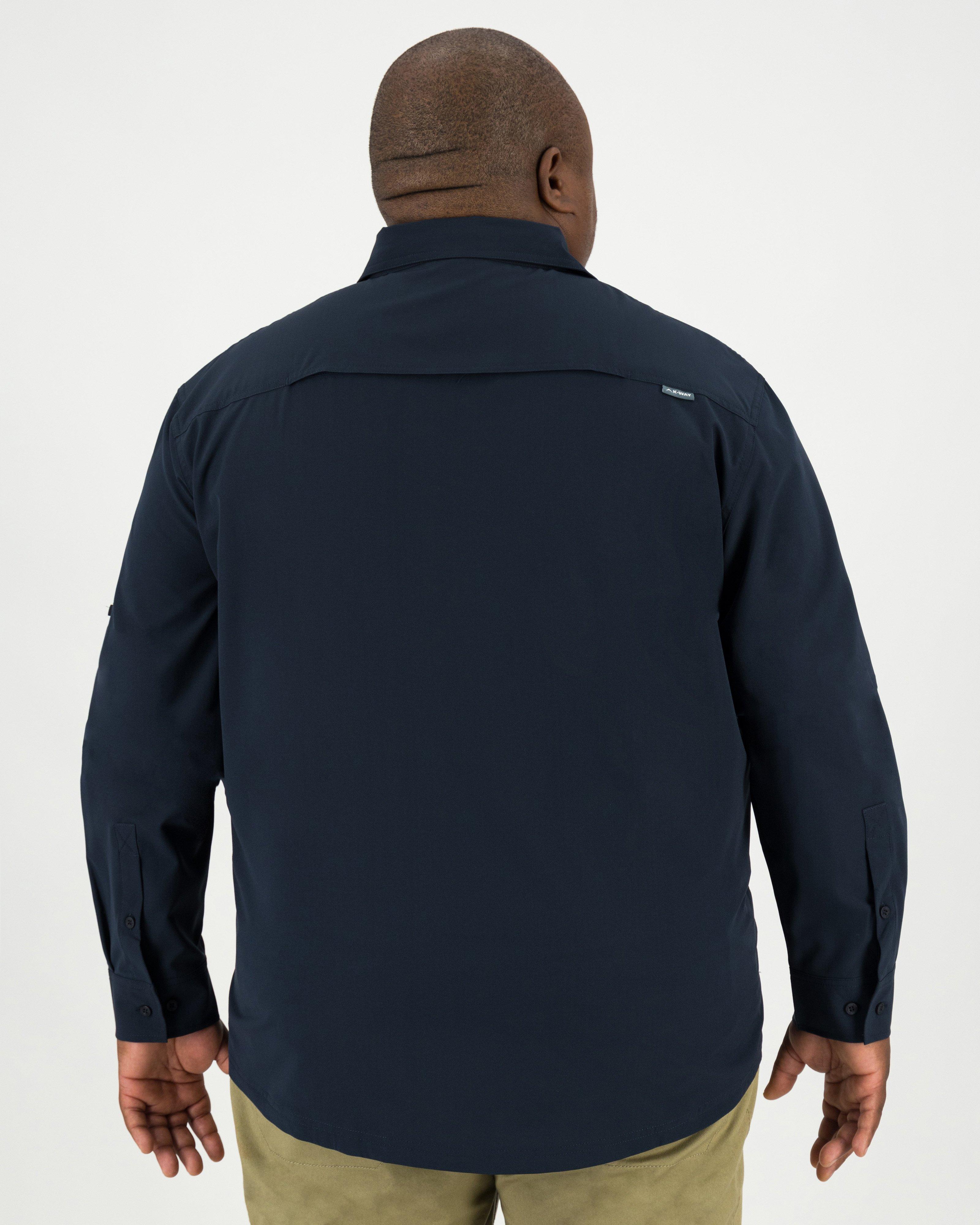 K-Way Men's Extended Size Explorer Tech Long Sleeve Shirt -  Navy