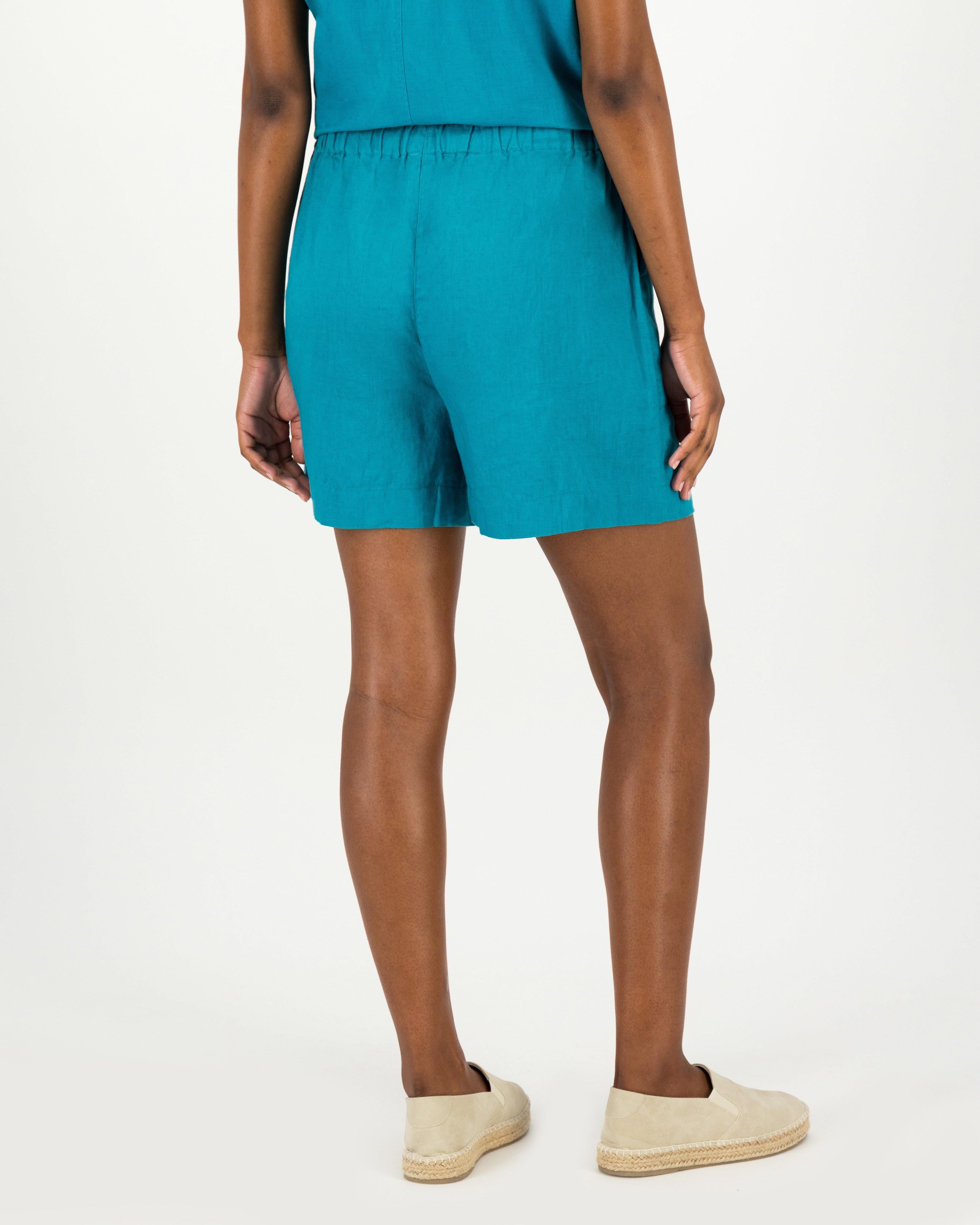 Amber Linen Shorts -  Teal