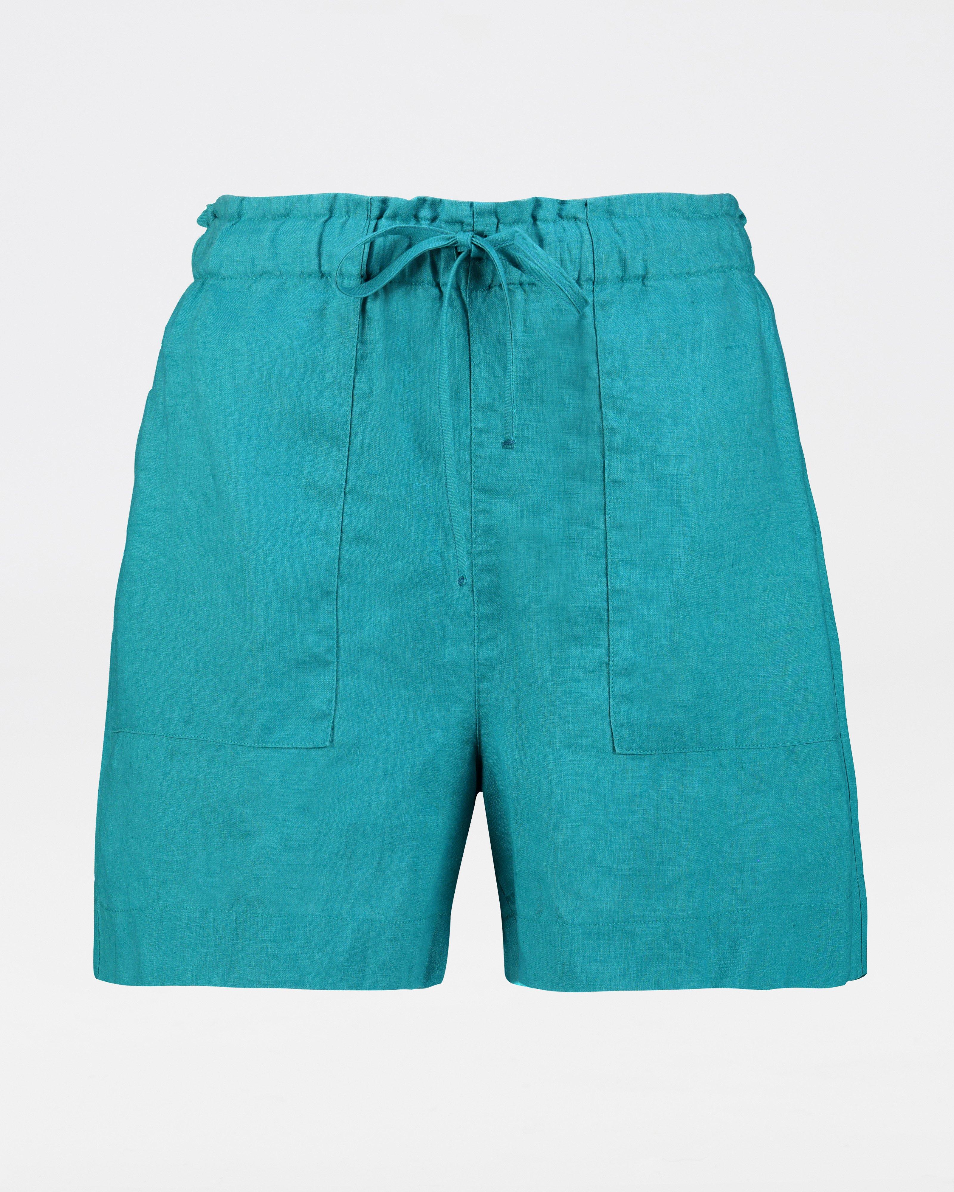 Amber Linen Shorts -  Teal