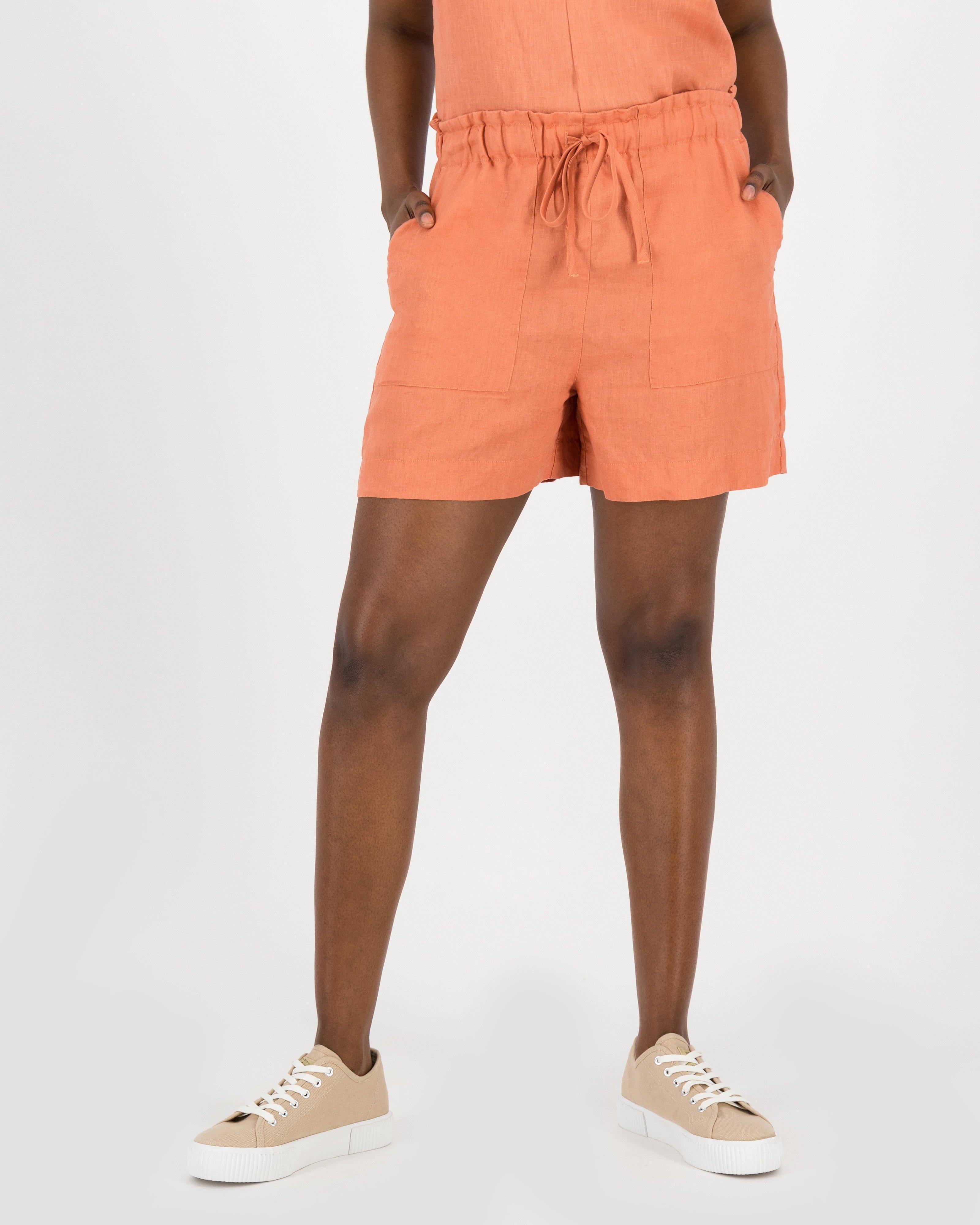 Amber Linen Shorts -  Rust