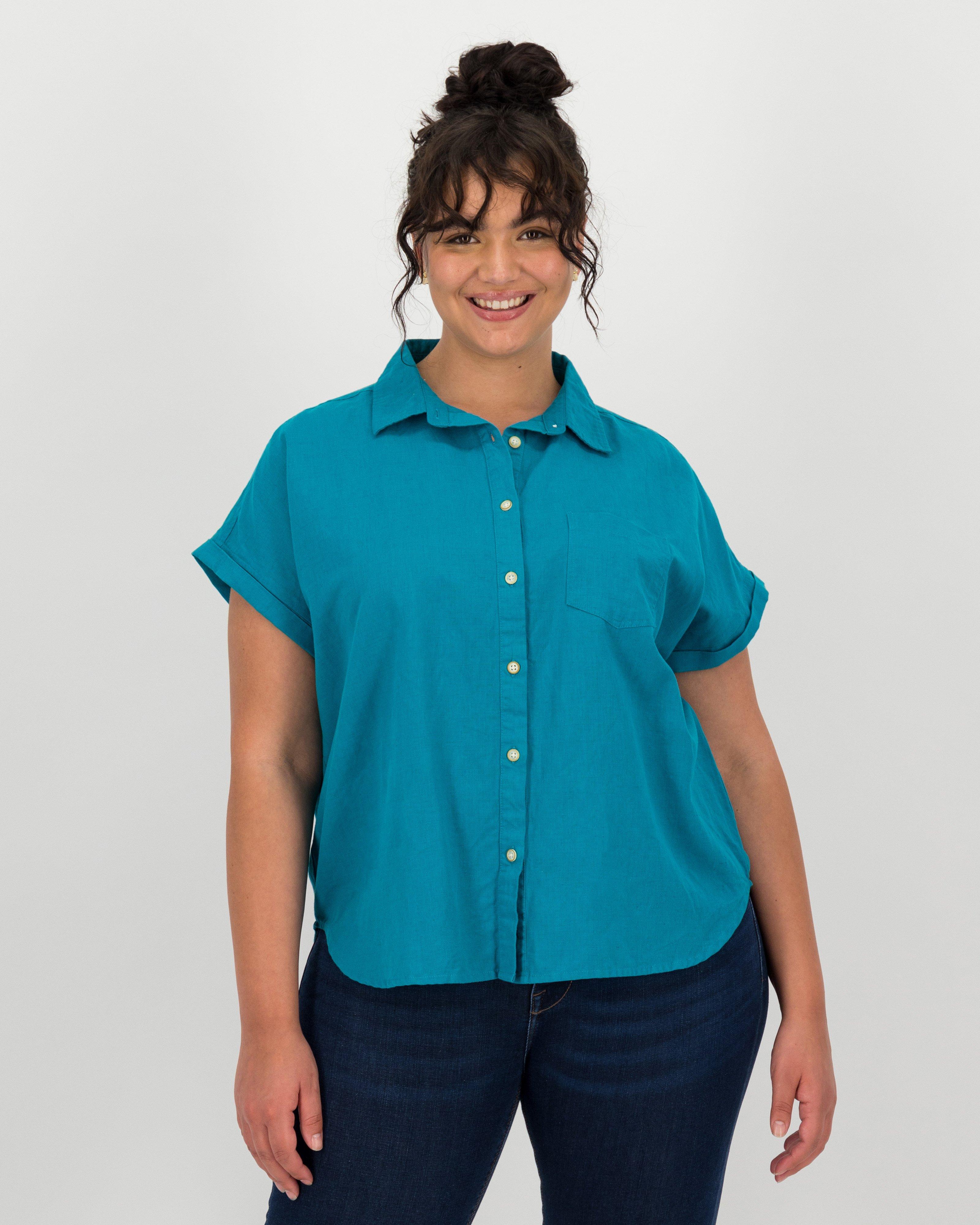 Women’s Keely Linen Shirt -  Teal