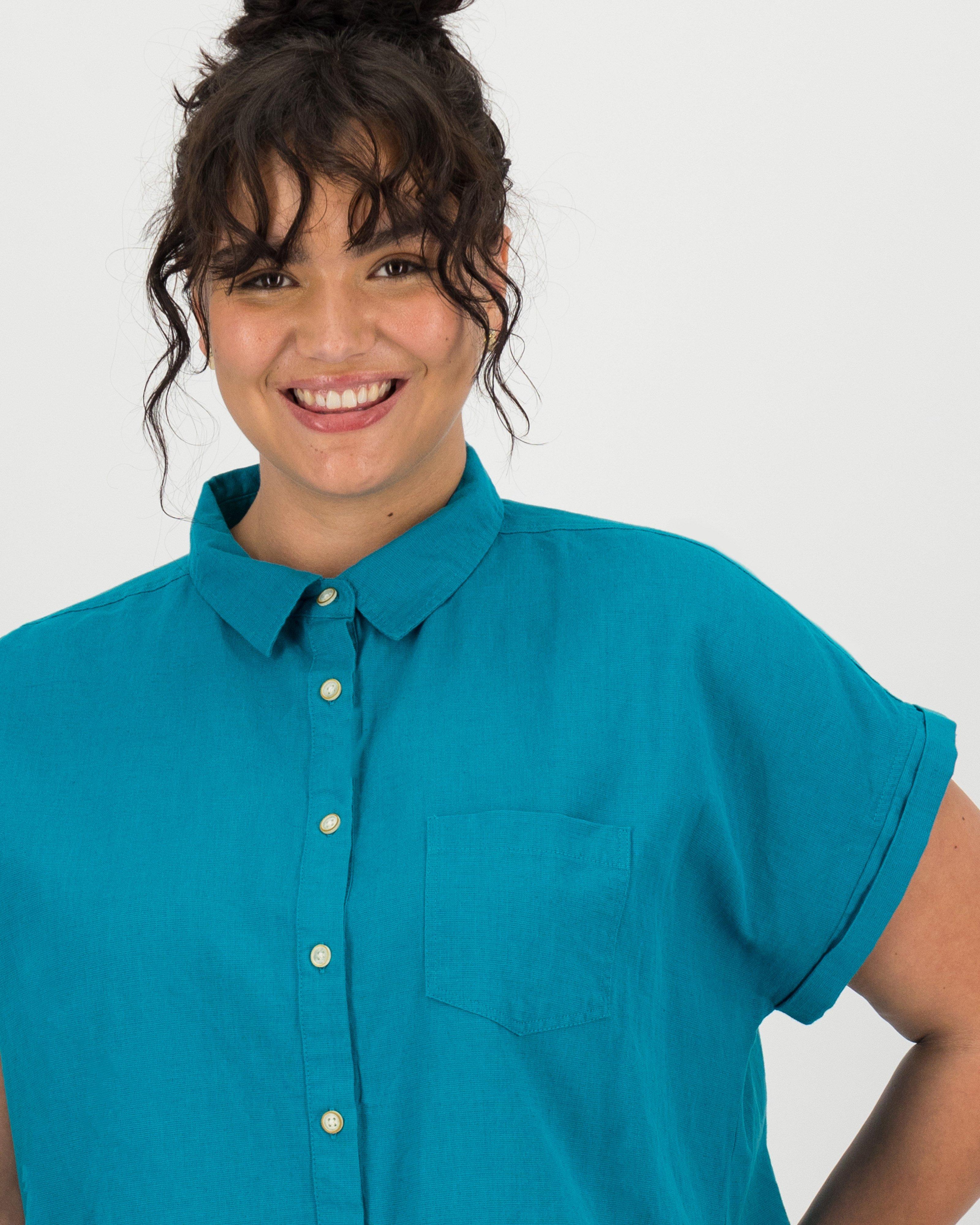 Women’s Keely Linen Shirt -  Teal