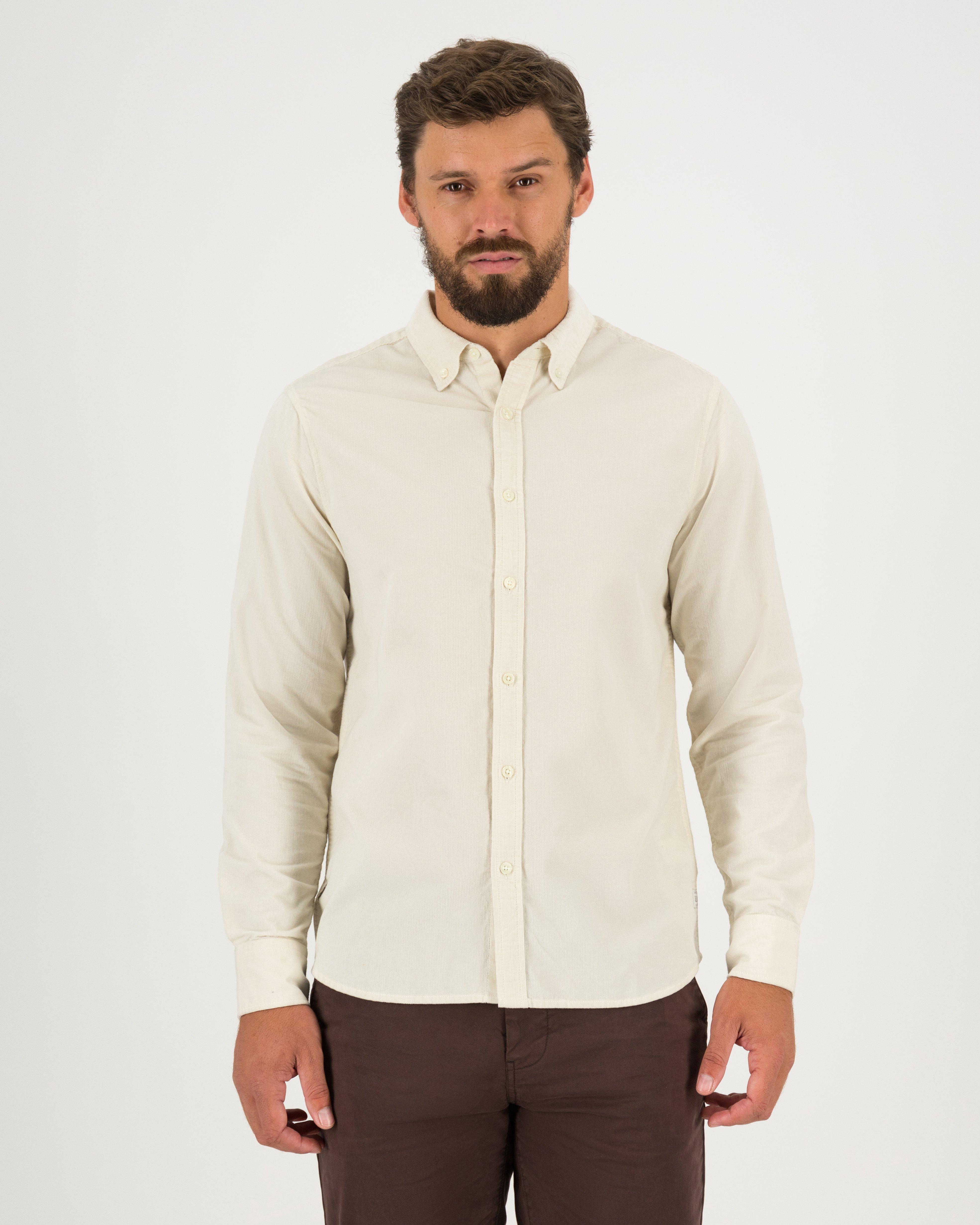 Men's Foster Slim Fit Corduroy Shirt -  Milk