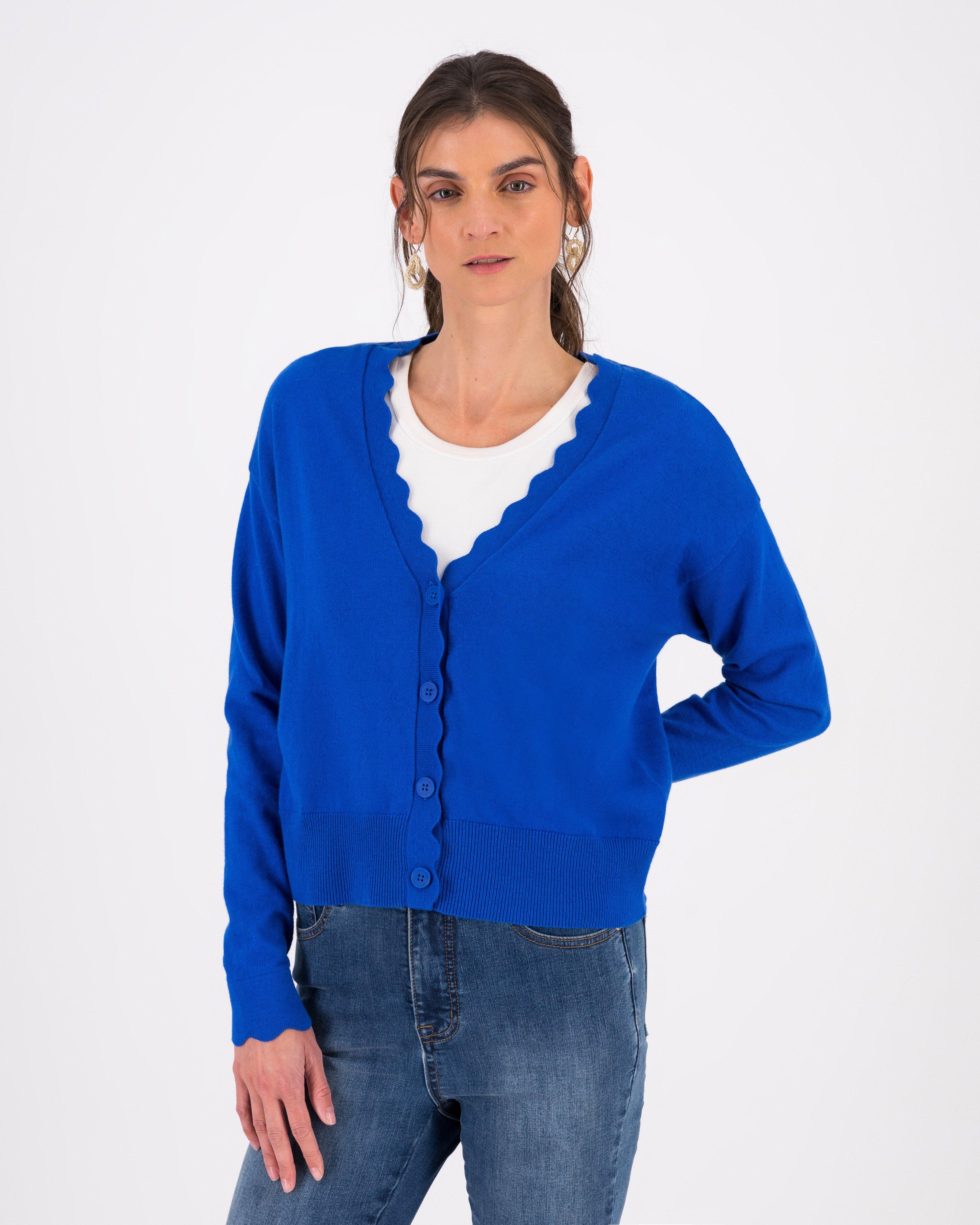 Grace Scalloped Cardigan -  Mid Blue