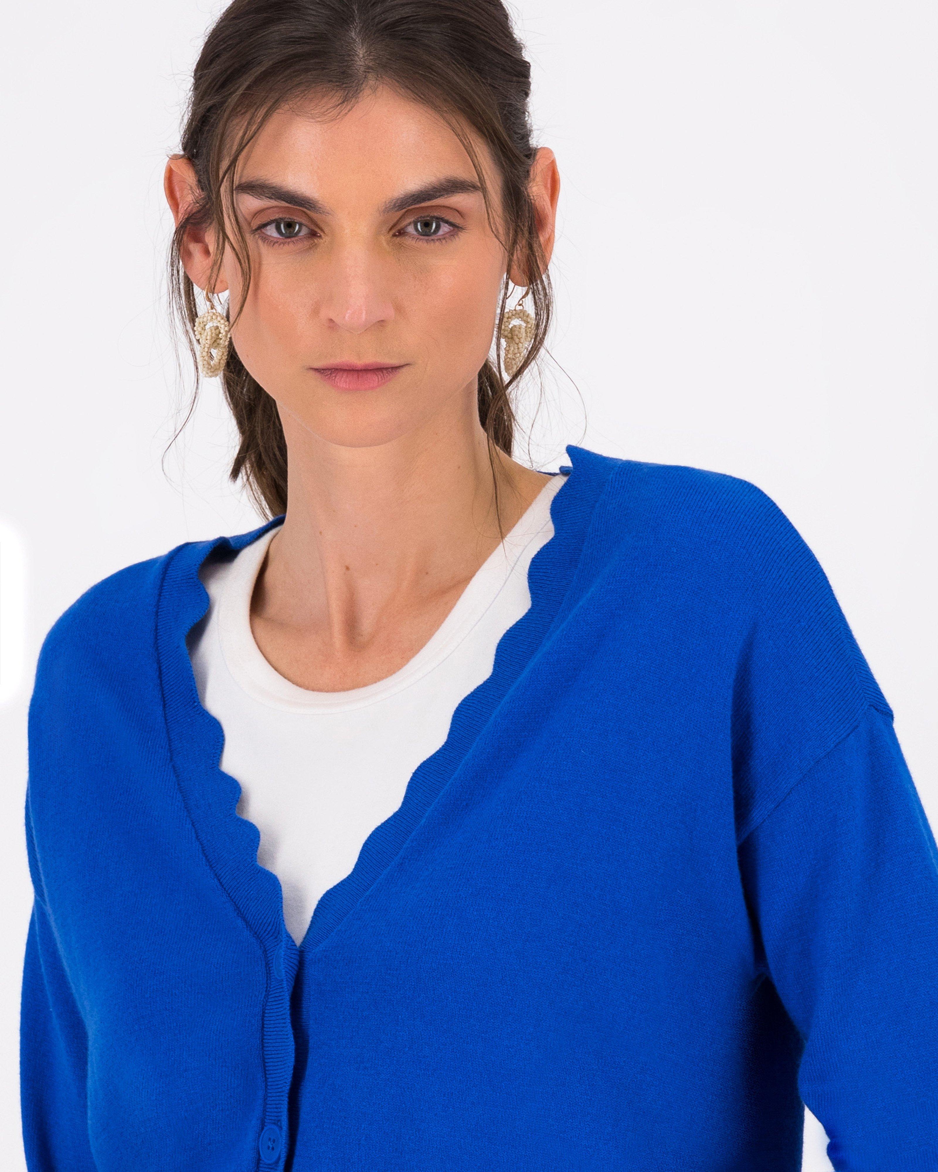 Grace Scalloped Cardigan -  Mid Blue