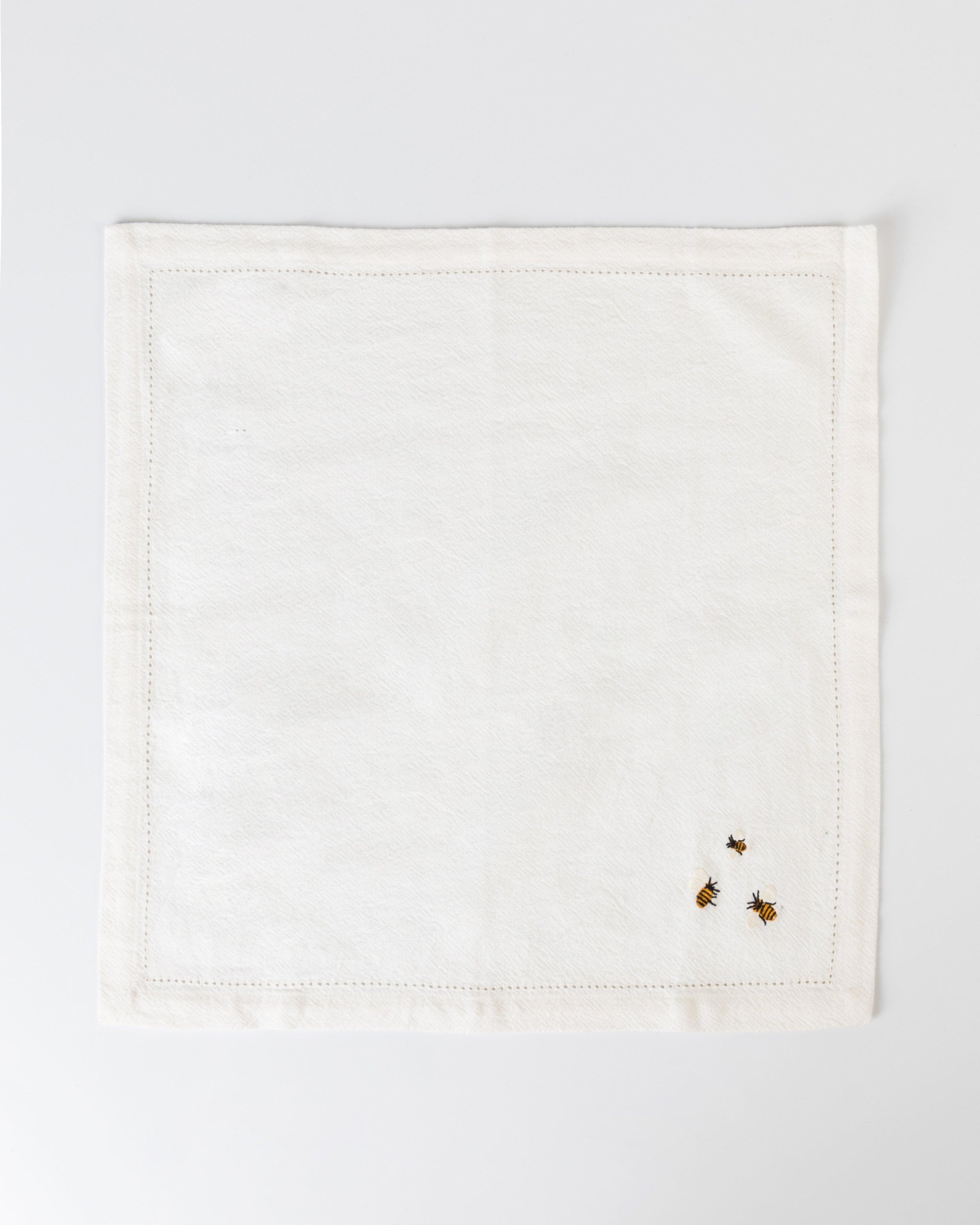 Bee Napkin 4PK w Embroidery -  Milk