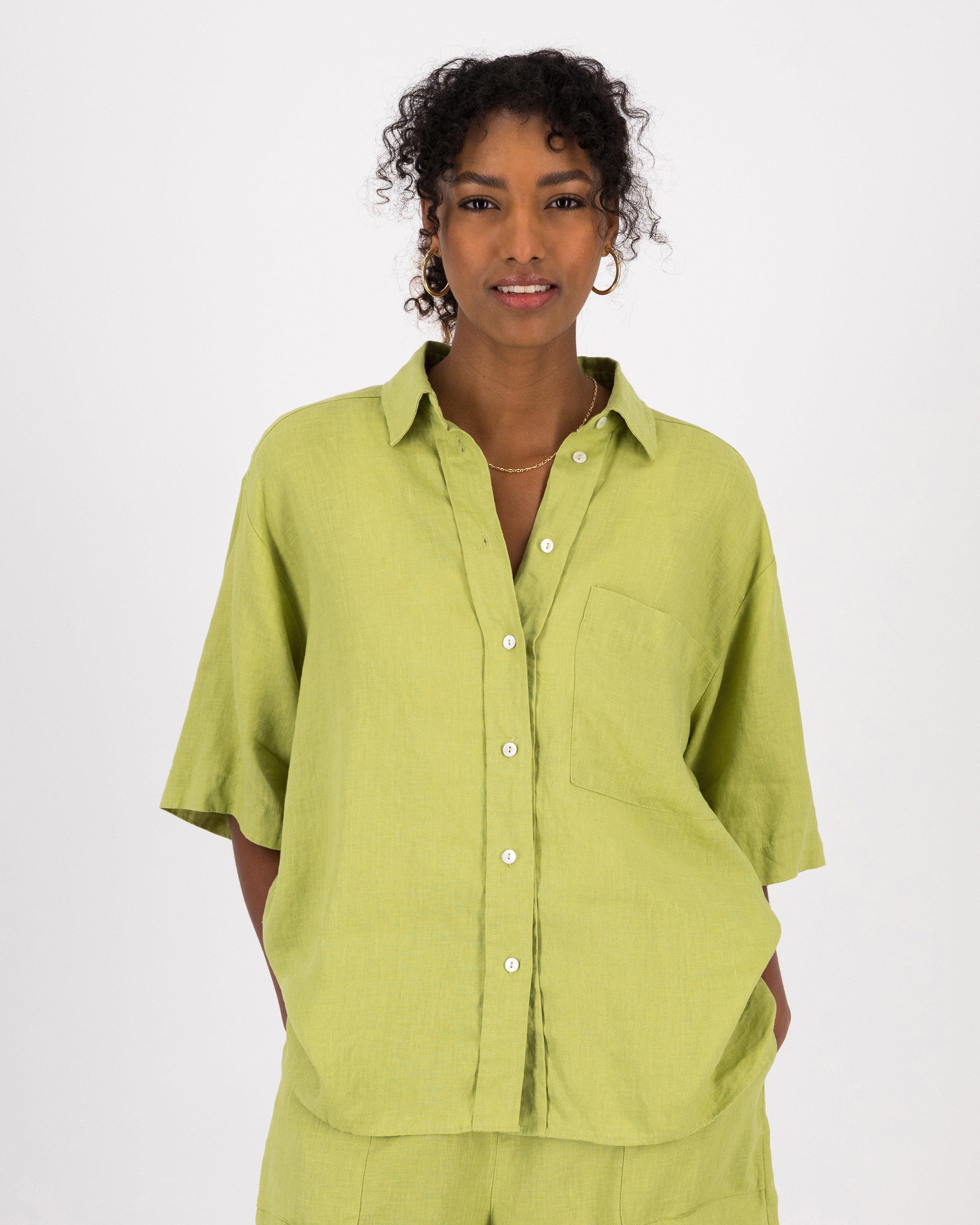 Camryn Linen Shirt -  Pale Green