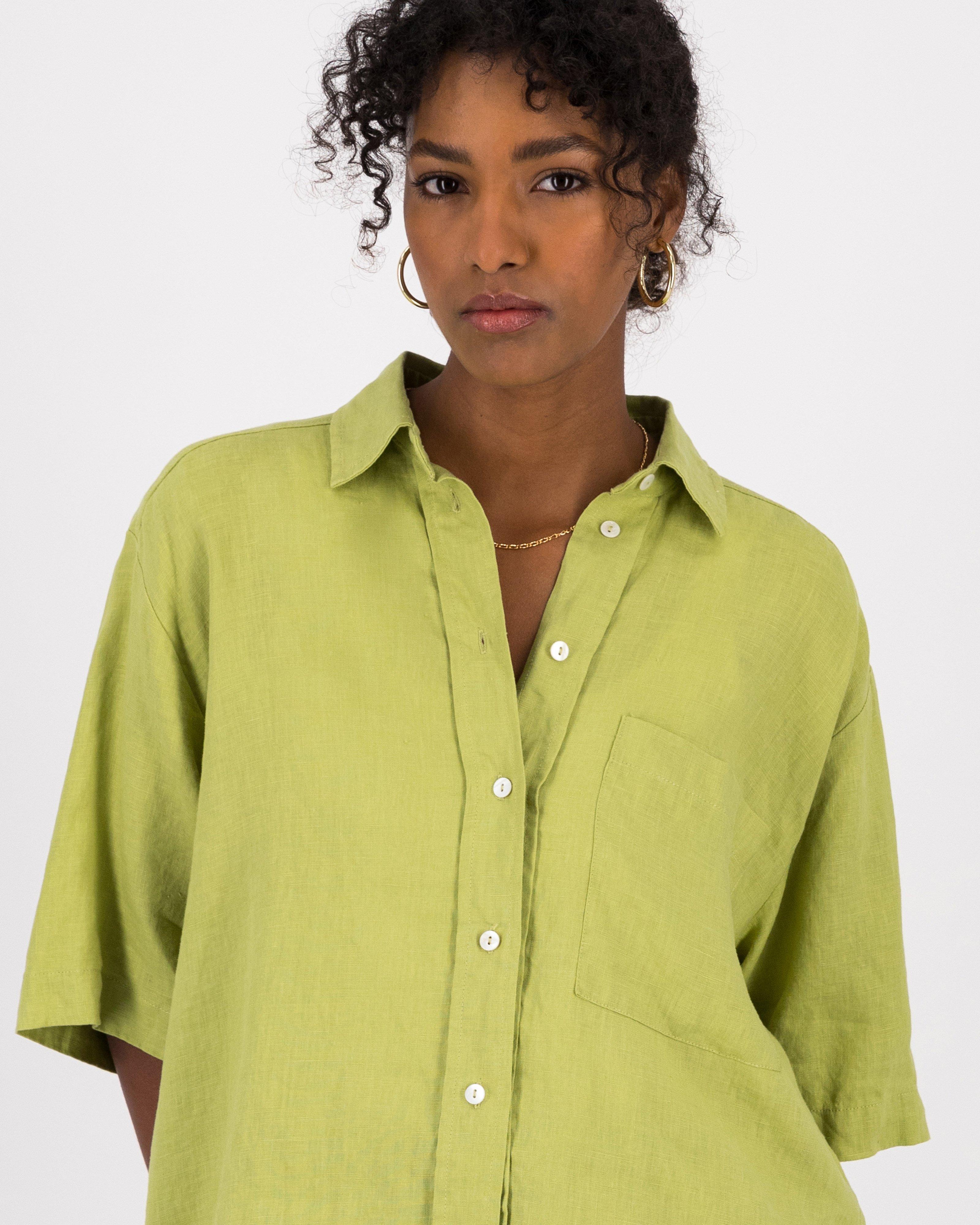 Camryn Linen Shirt -  Pale Green