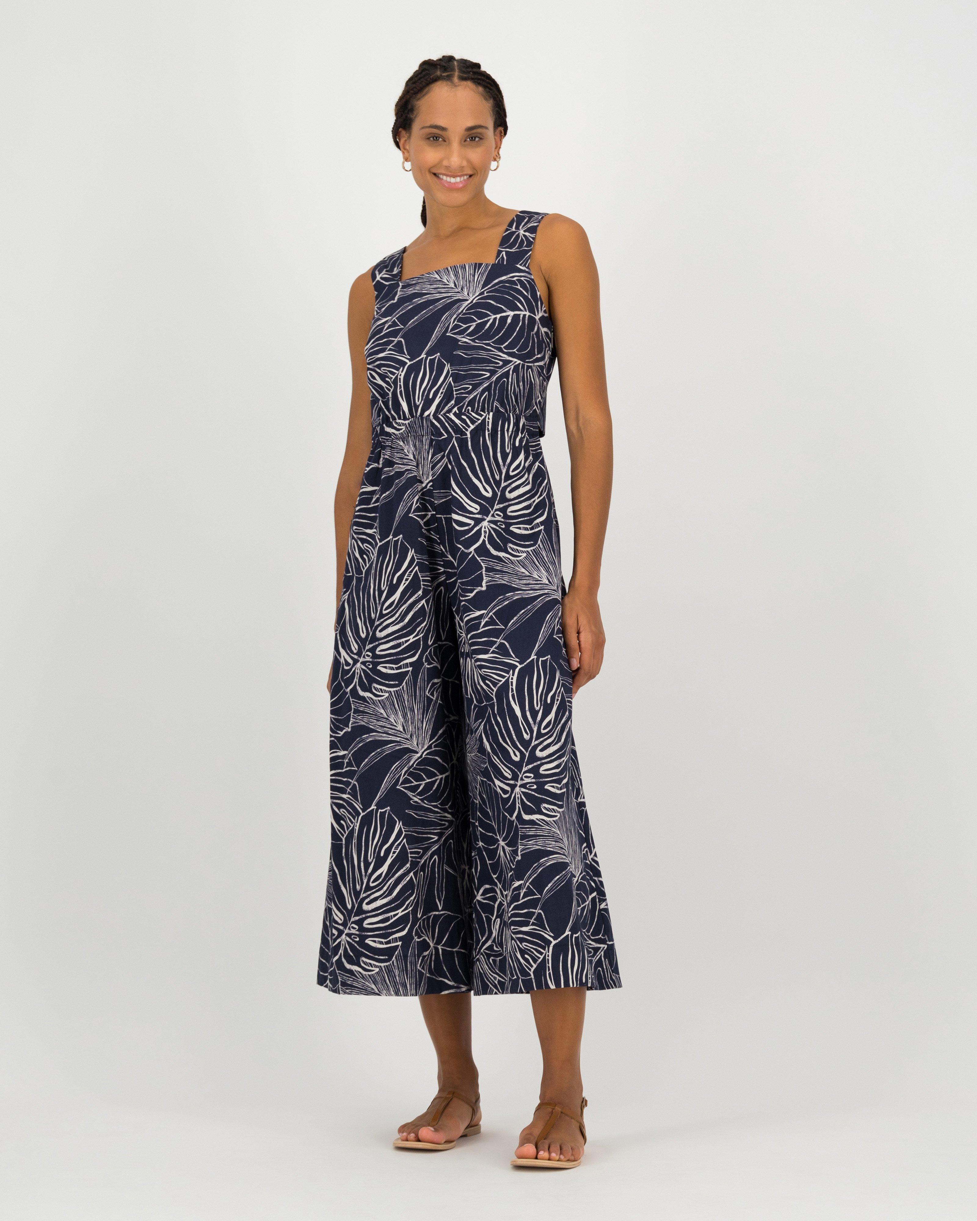 Vanessa Printed Jumpsuit -  Navy