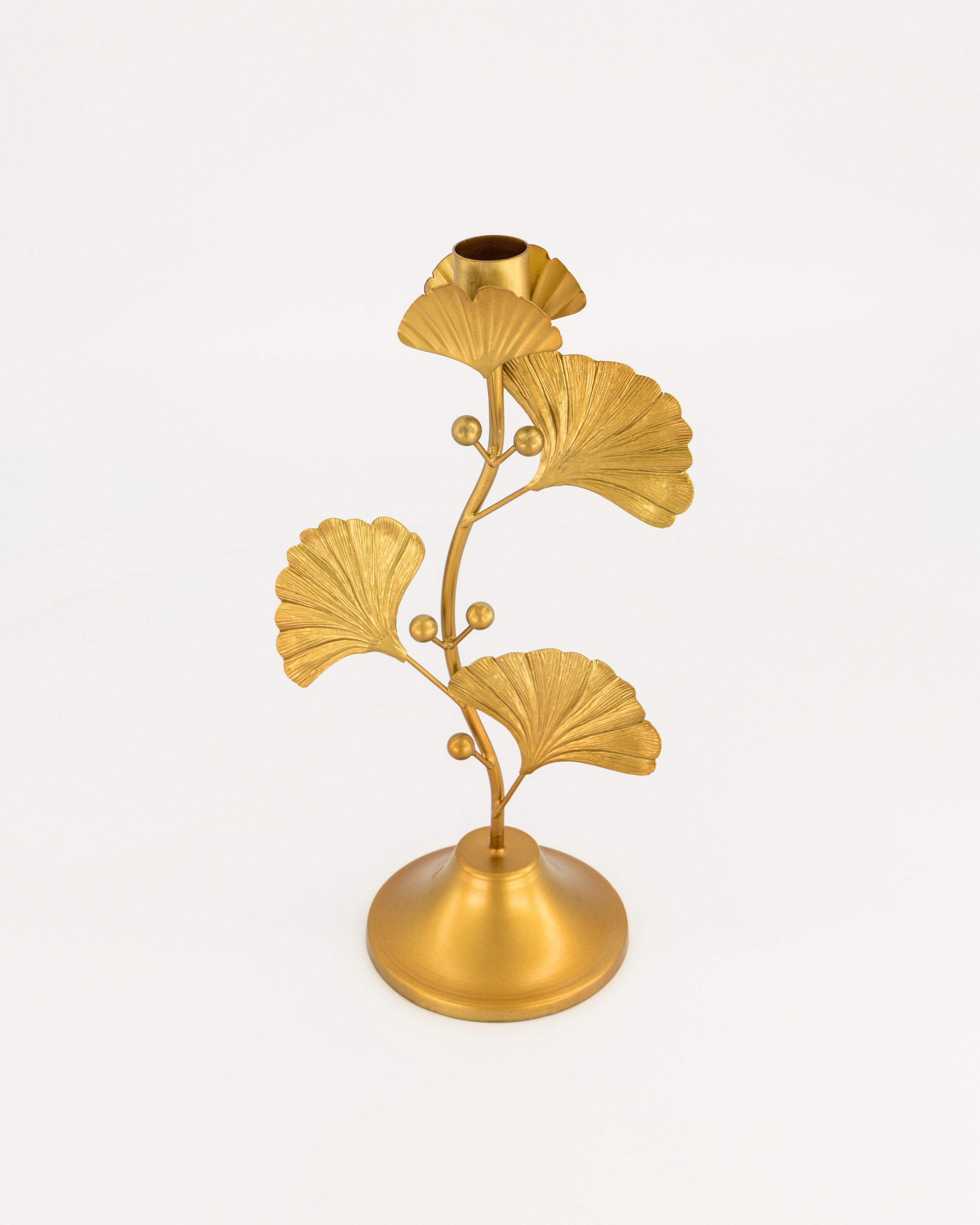 Gingko Candle Holder -  Gold