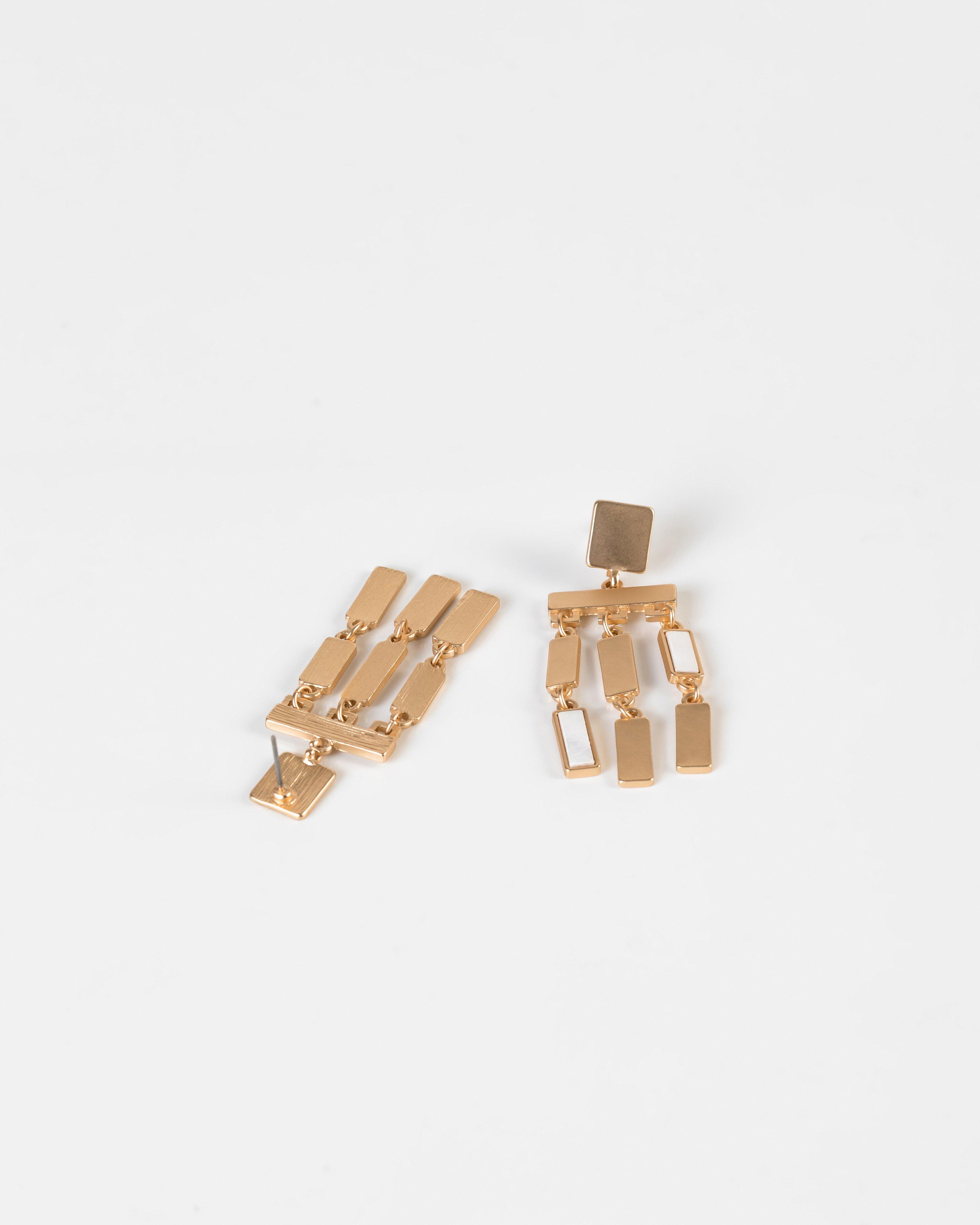 Rectangular Waterfall Drop Earrings -  Milk