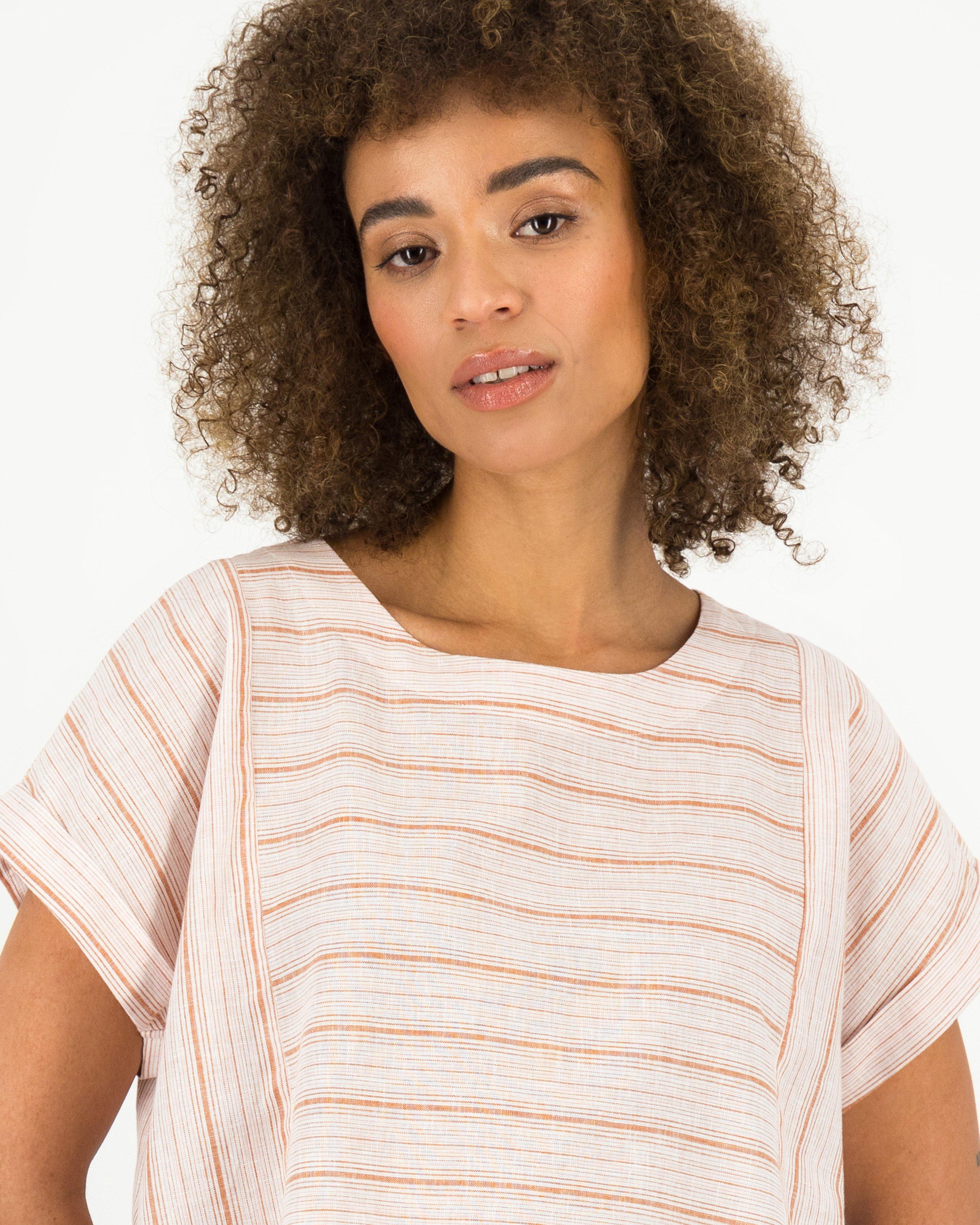 Rare Earth Women's Blake Stripe Pop Over Top -  Rust