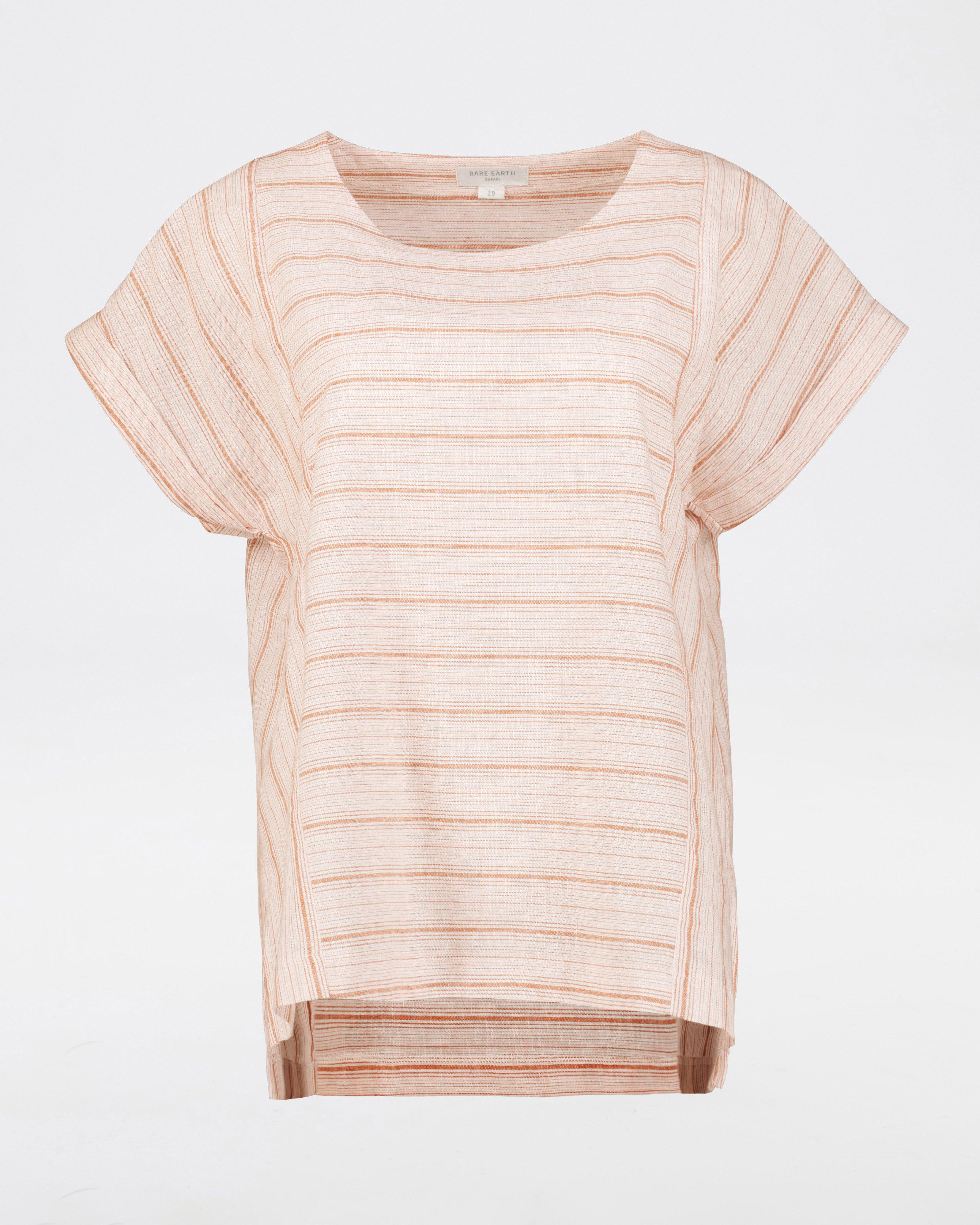 Rare Earth Women's Blake Stripe Pop Over Top -  Rust