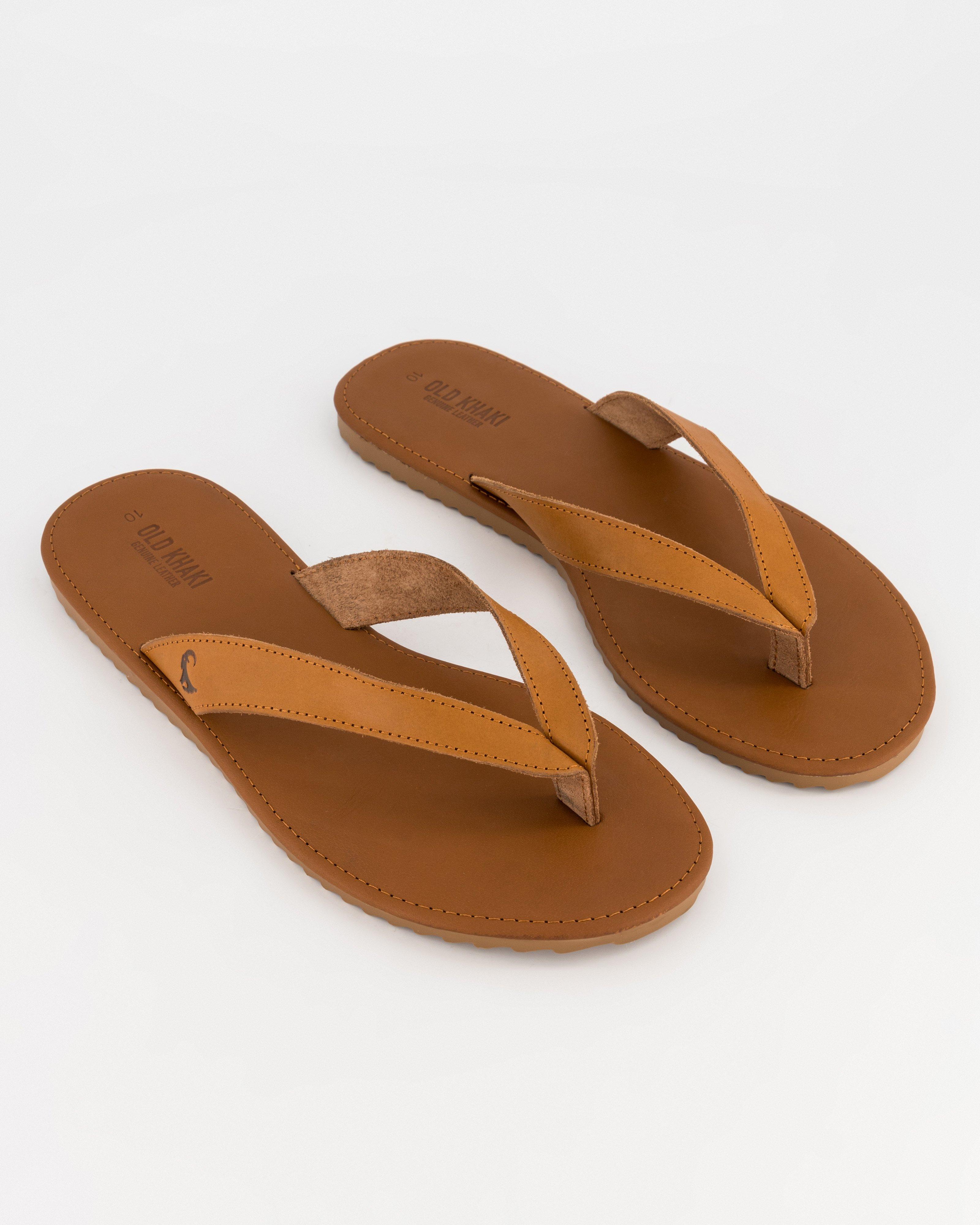 Tan leather cheap flip flops