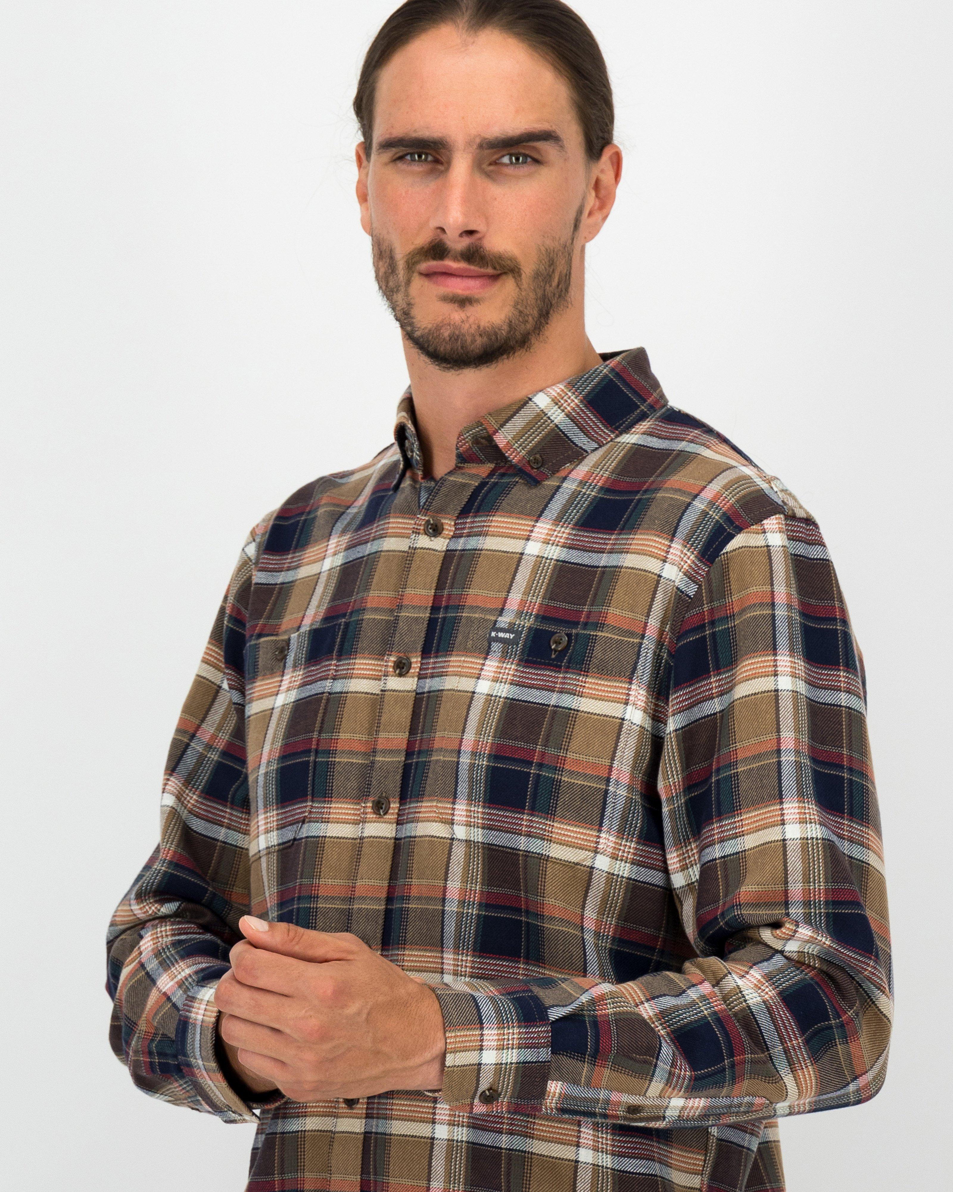 K-Way Elements Men's Cotton Flannel Shirt -  Brown