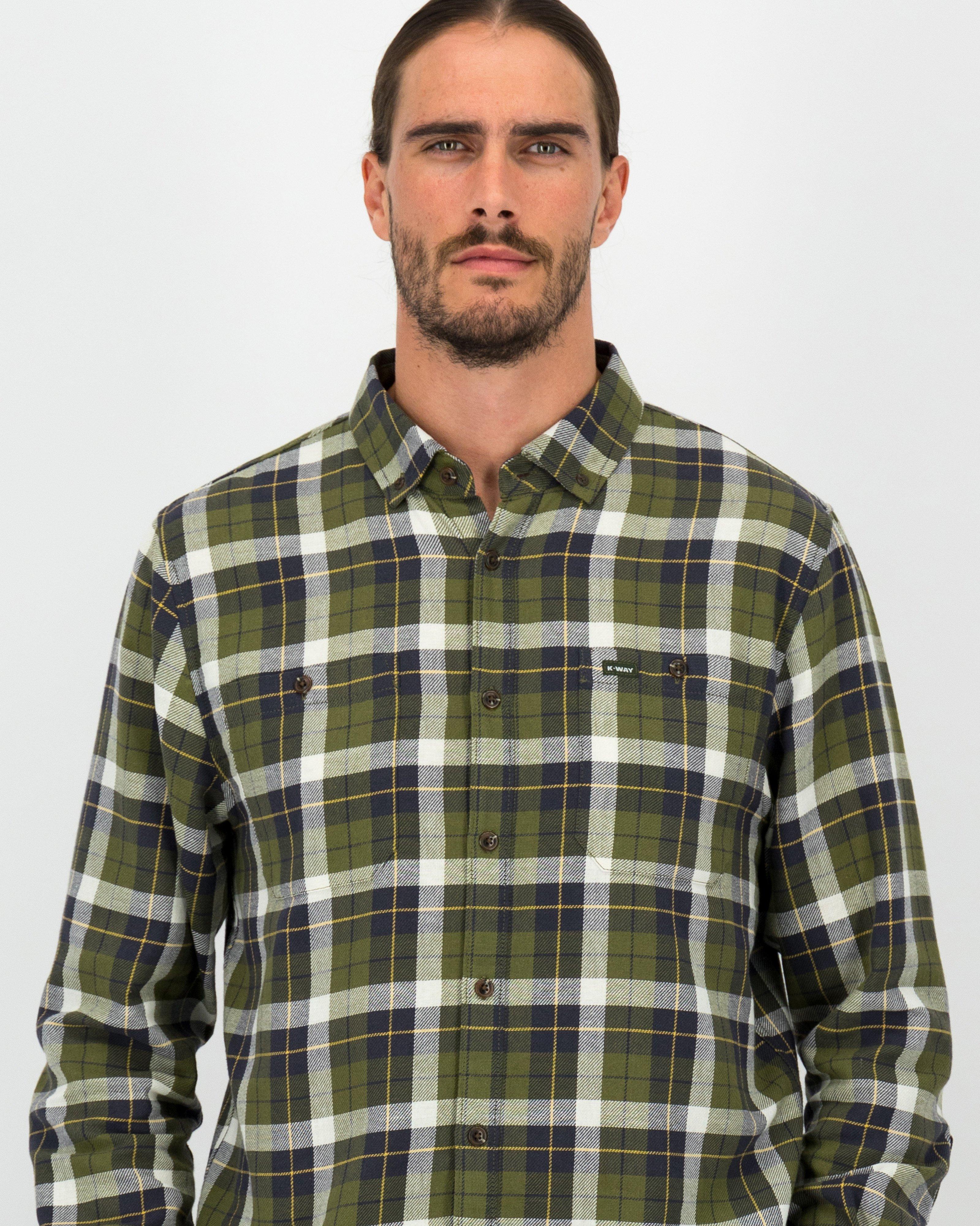 K-Way Elements Men's Cotton Flannel Shirt -  Olive