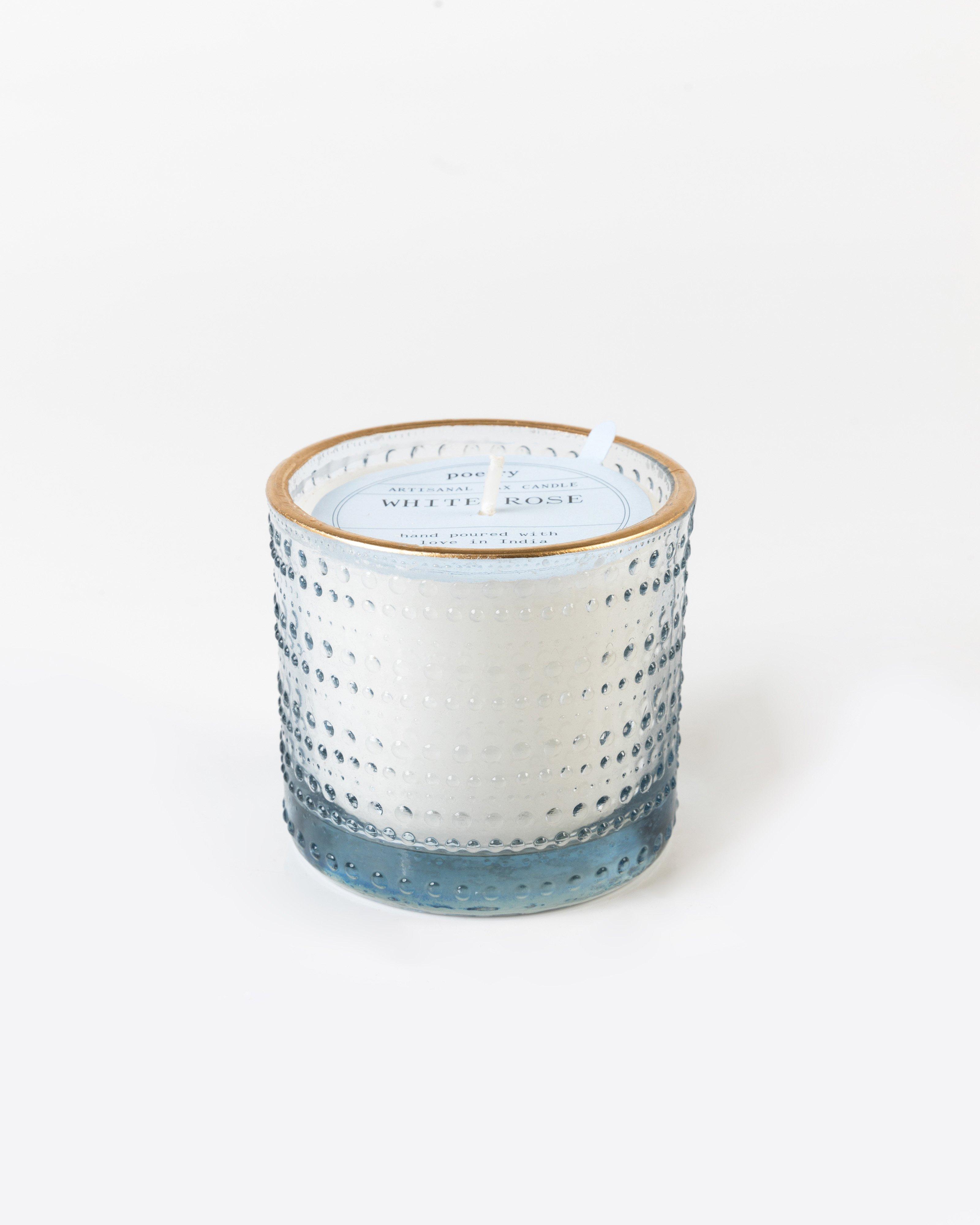 Textured Glass Candle -  Blue