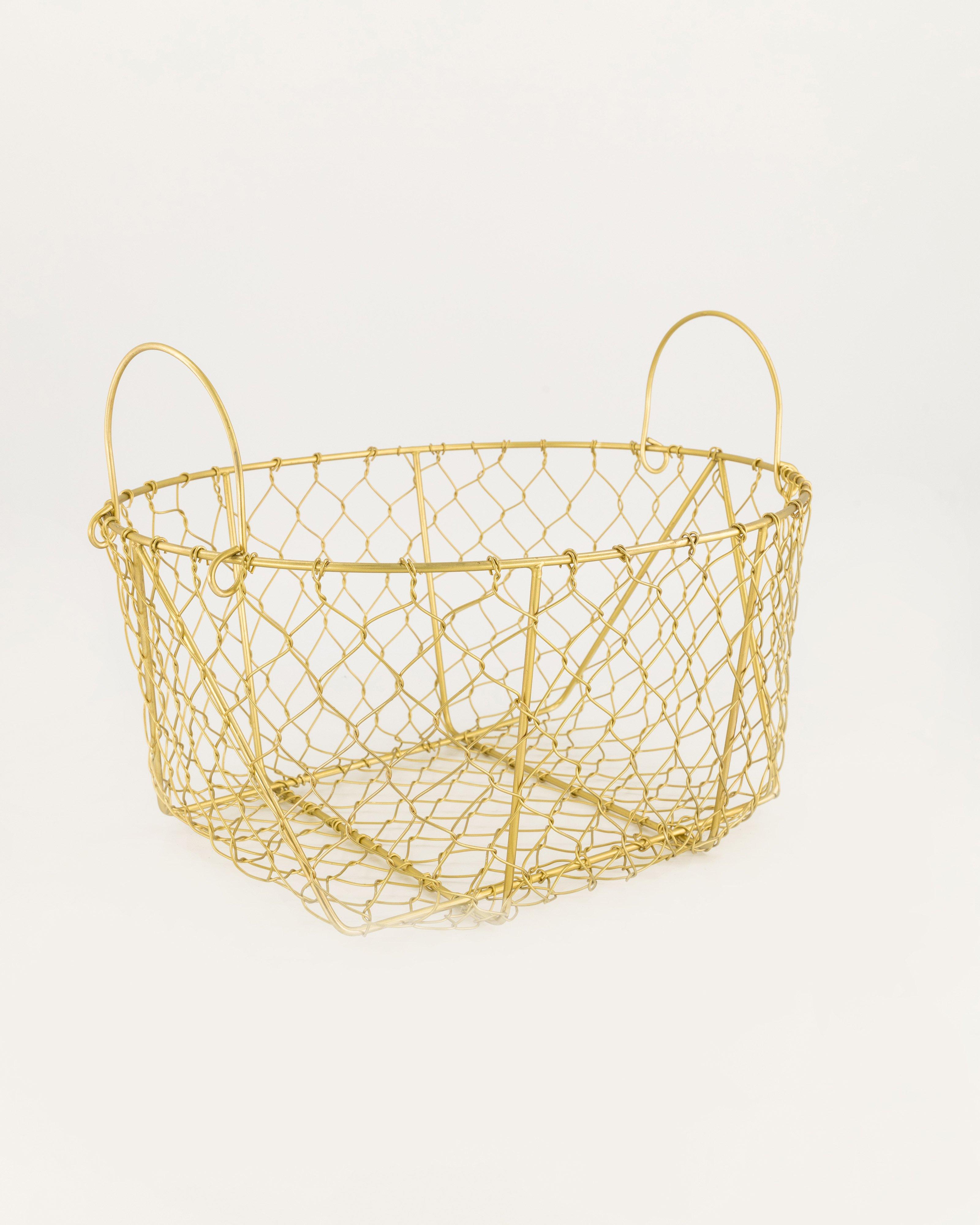 Metal storage baskets large old khaki