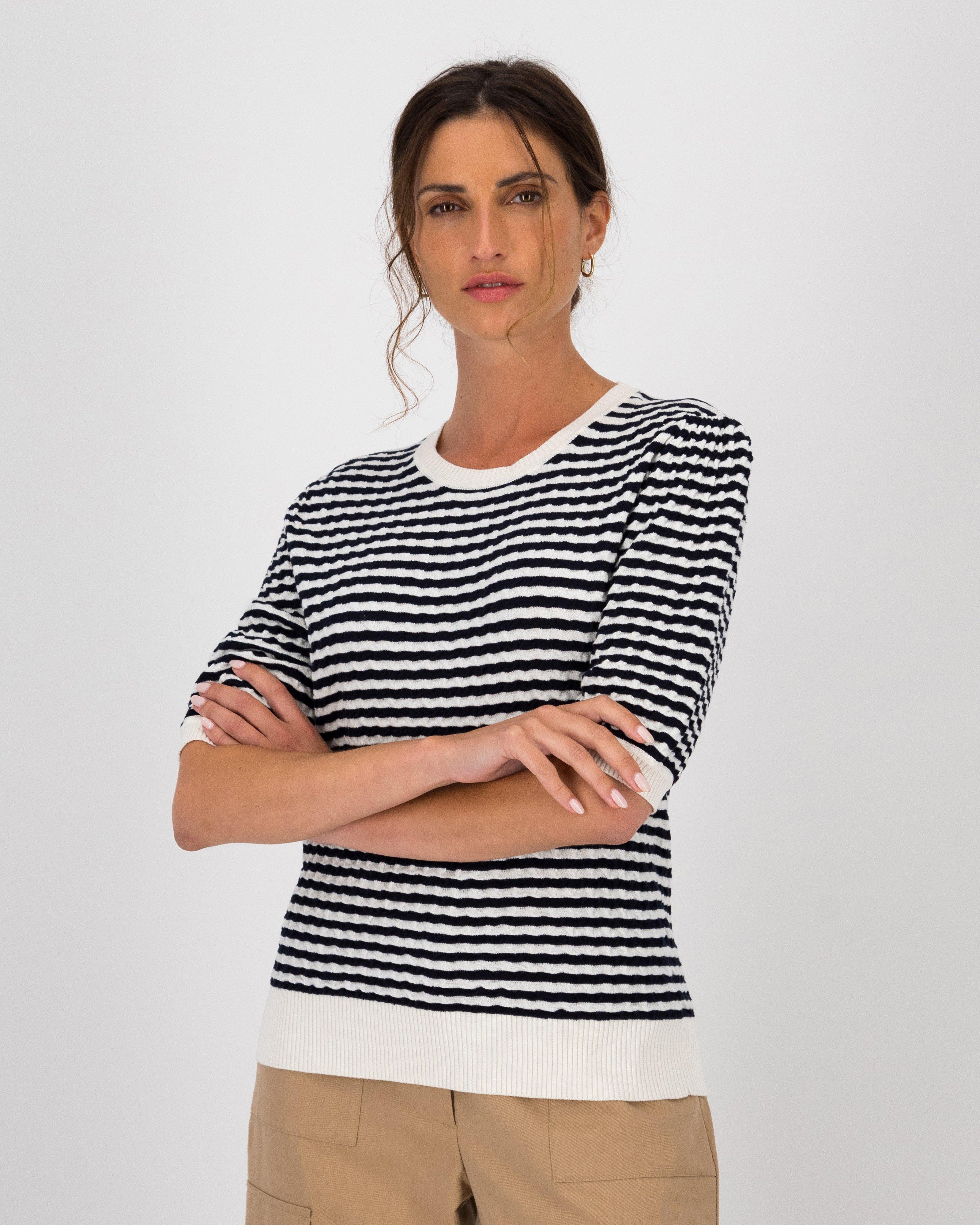 Simone Short Sleeve Jumper -  Navy