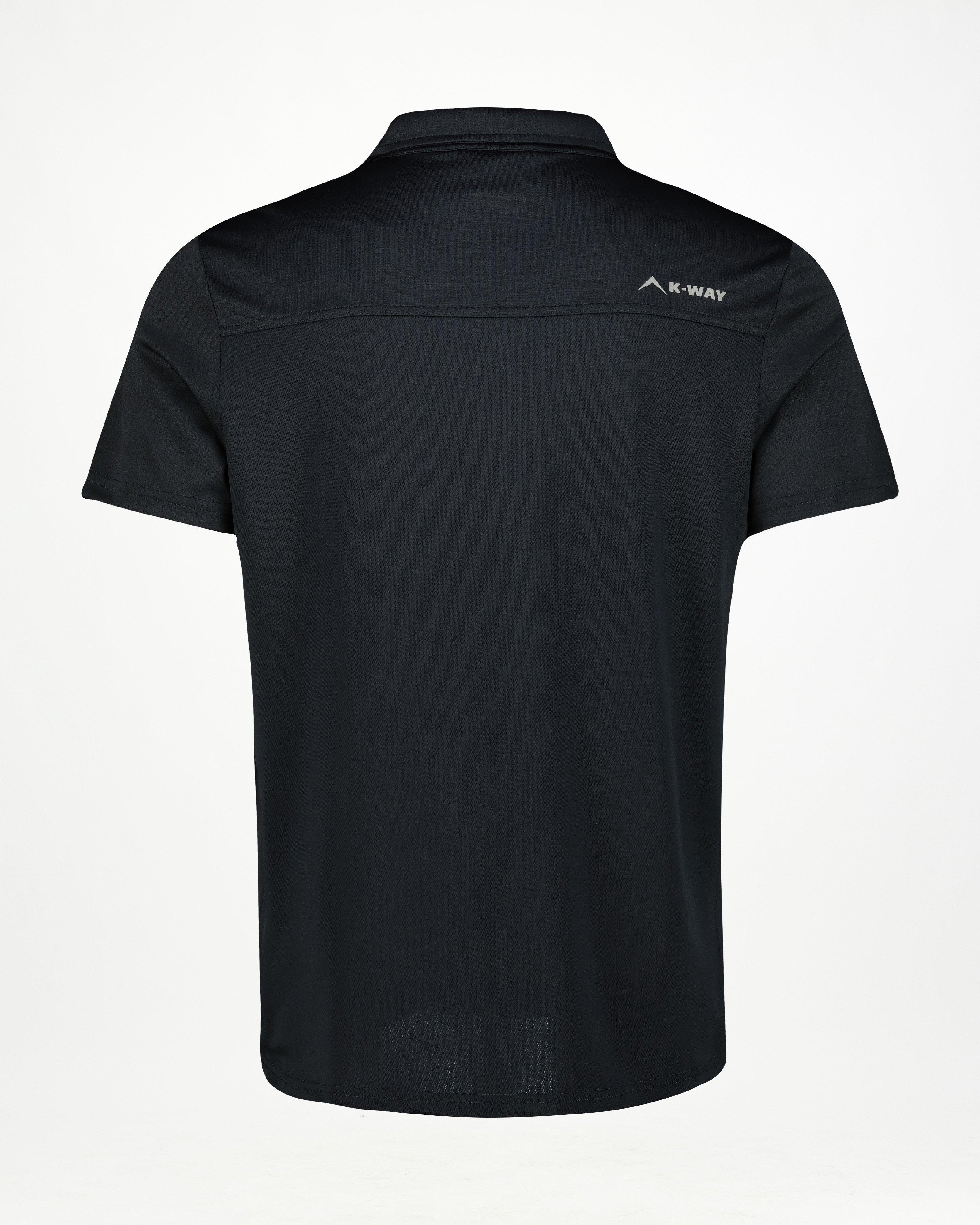 K-Way Men's Tech Short-Sleeve Golfer -  Black