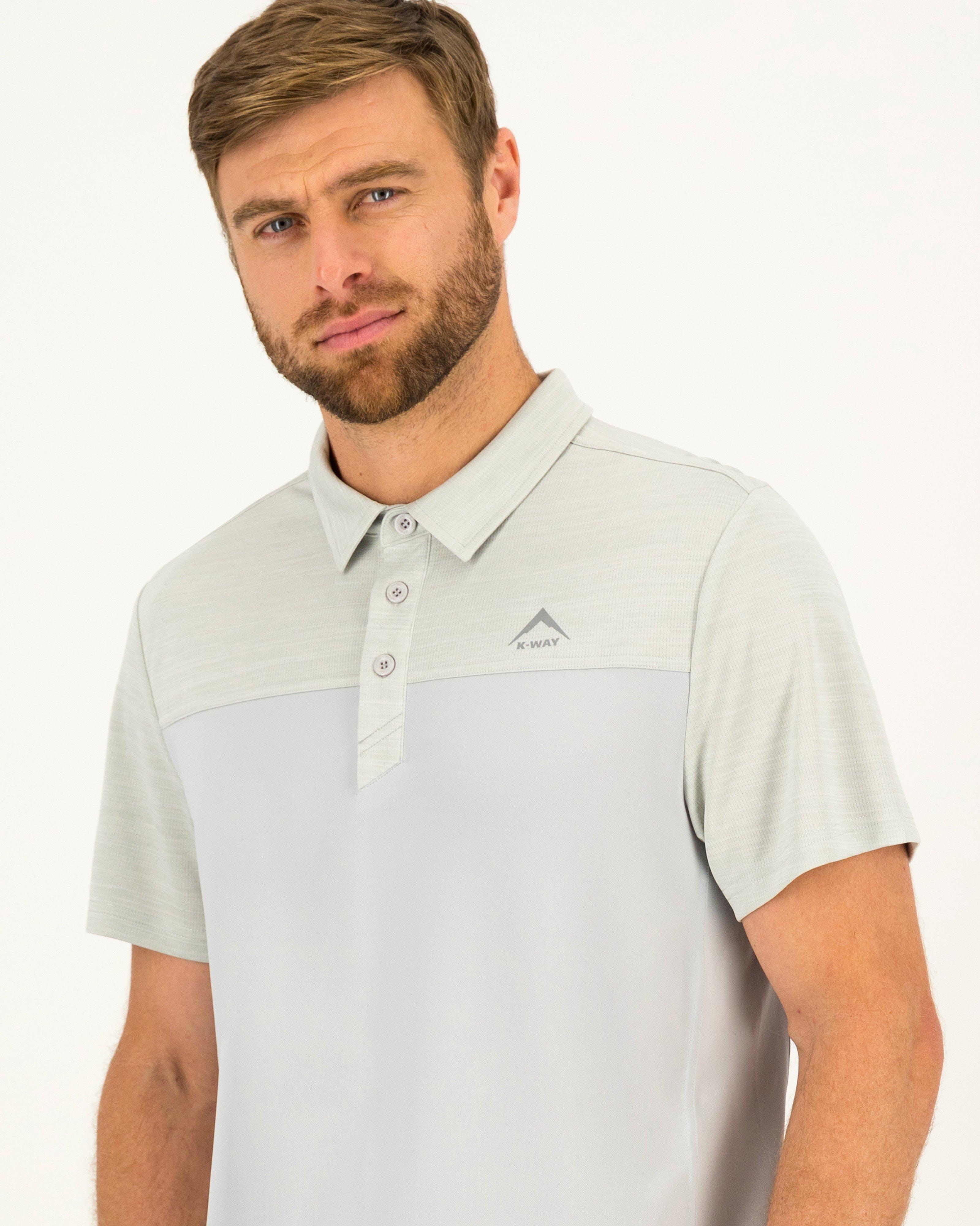 K-Way Men's Tech Short-Sleeve Golfer -  Silver